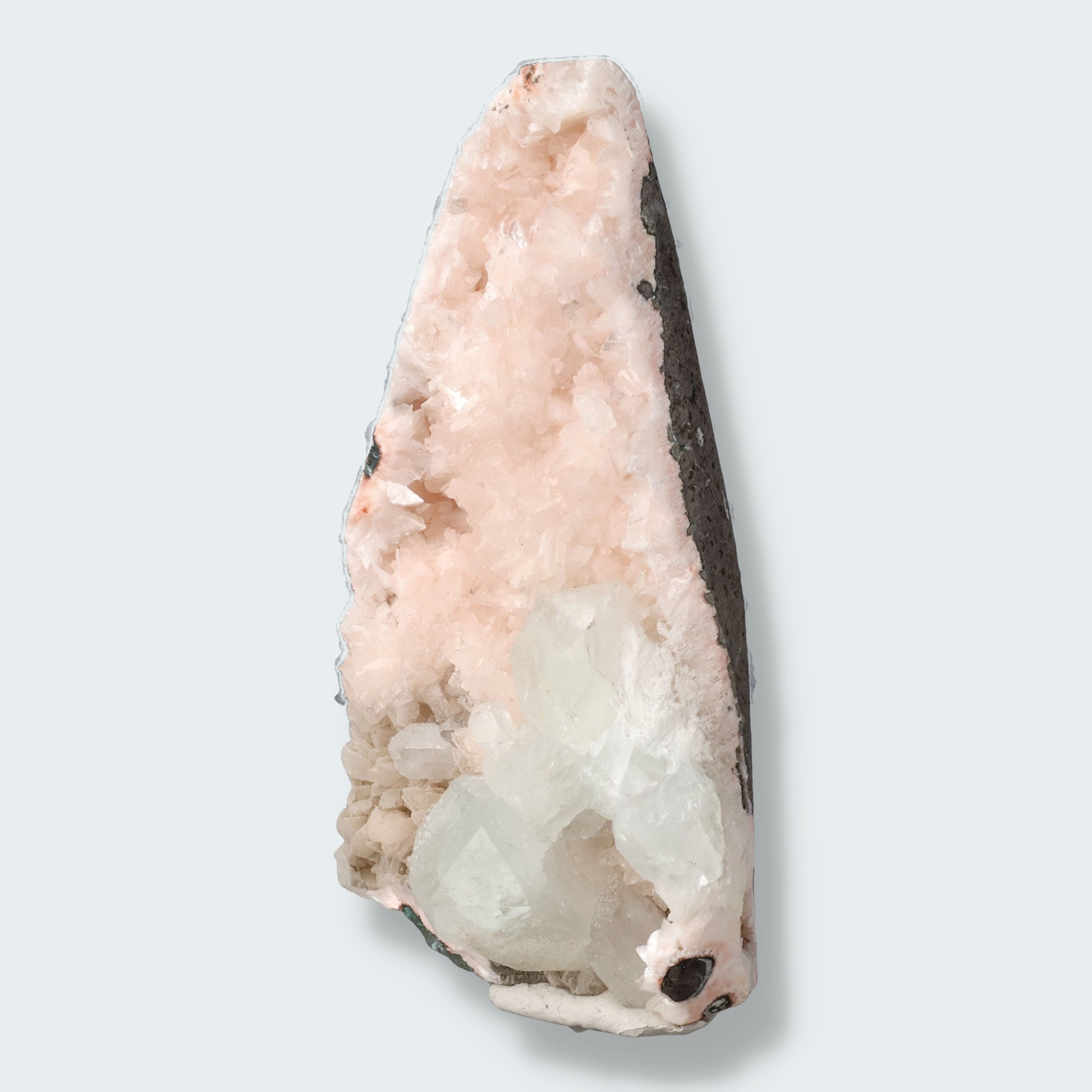 Heulandit Euzeolit Geode mit grünem Apophyllit aus Indien (625g) – Ansicht 2