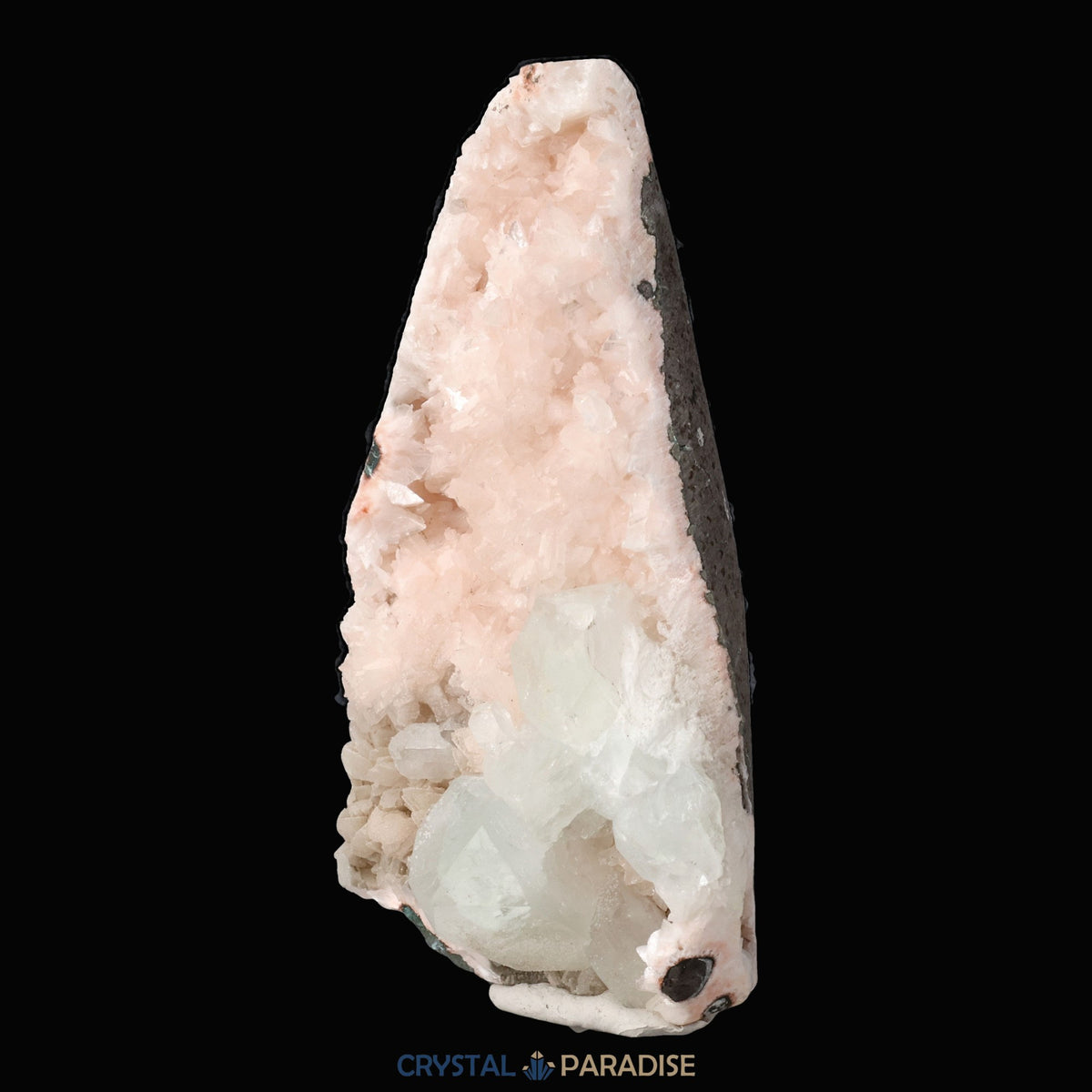 Heulandit Euzeolit Geode mit grünem Apophyllit aus Indien (625g) – Ansicht 9