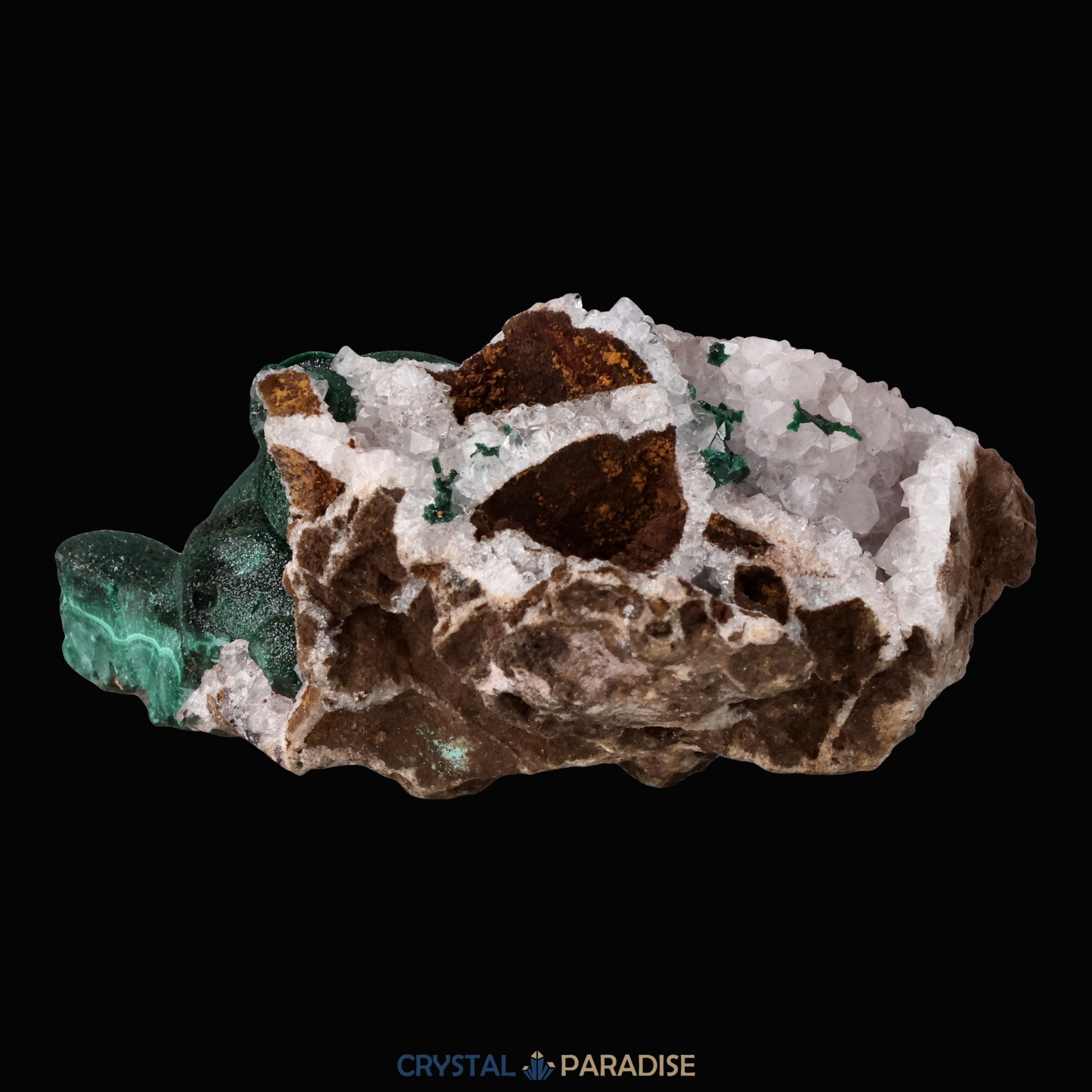 Malachit in Kongo Quarz mit Dolomit Matrix aus dem Kongo (133g) – Ansicht 11