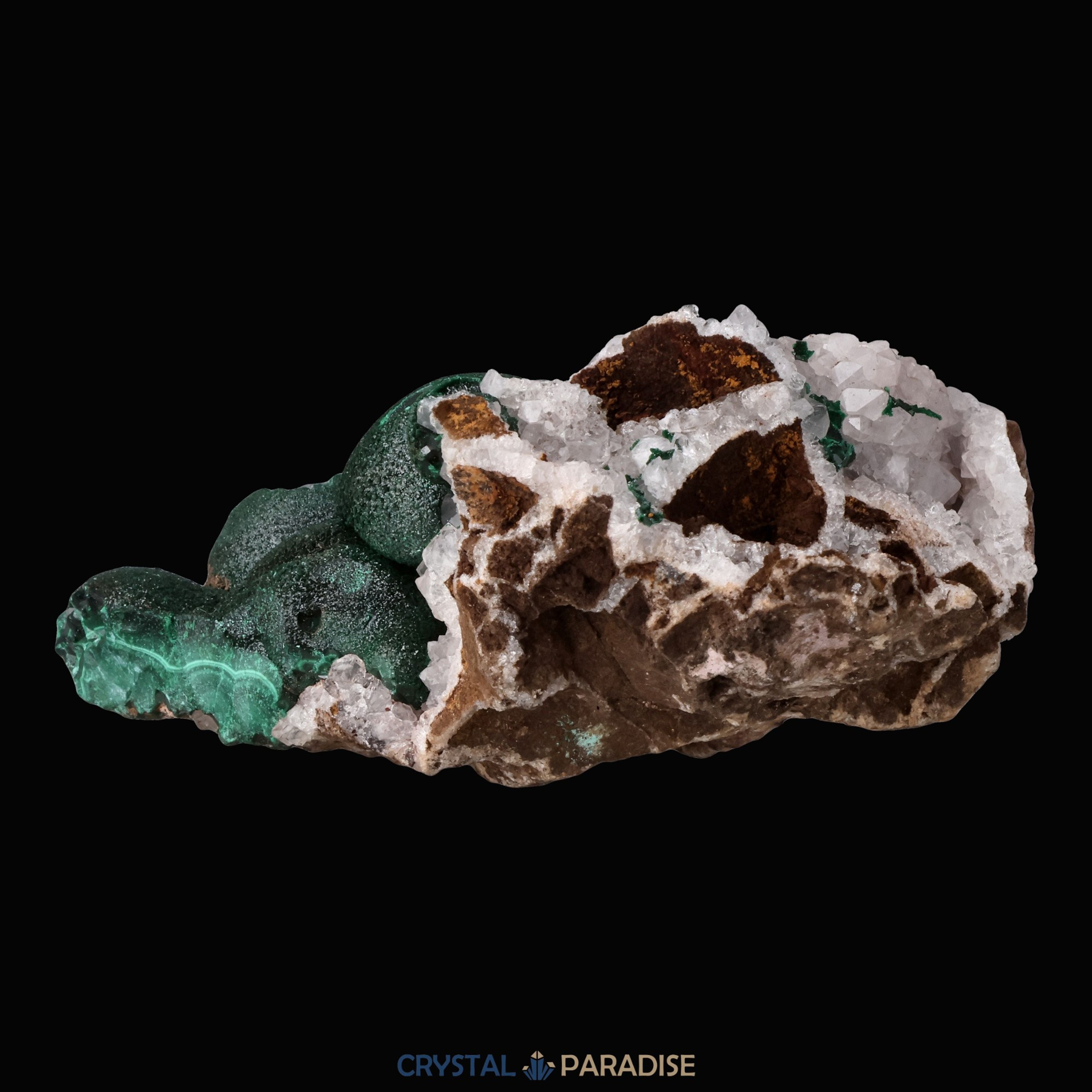 Malachit in Kongo Quarz mit Dolomit Matrix aus dem Kongo (133g) – Ansicht 12