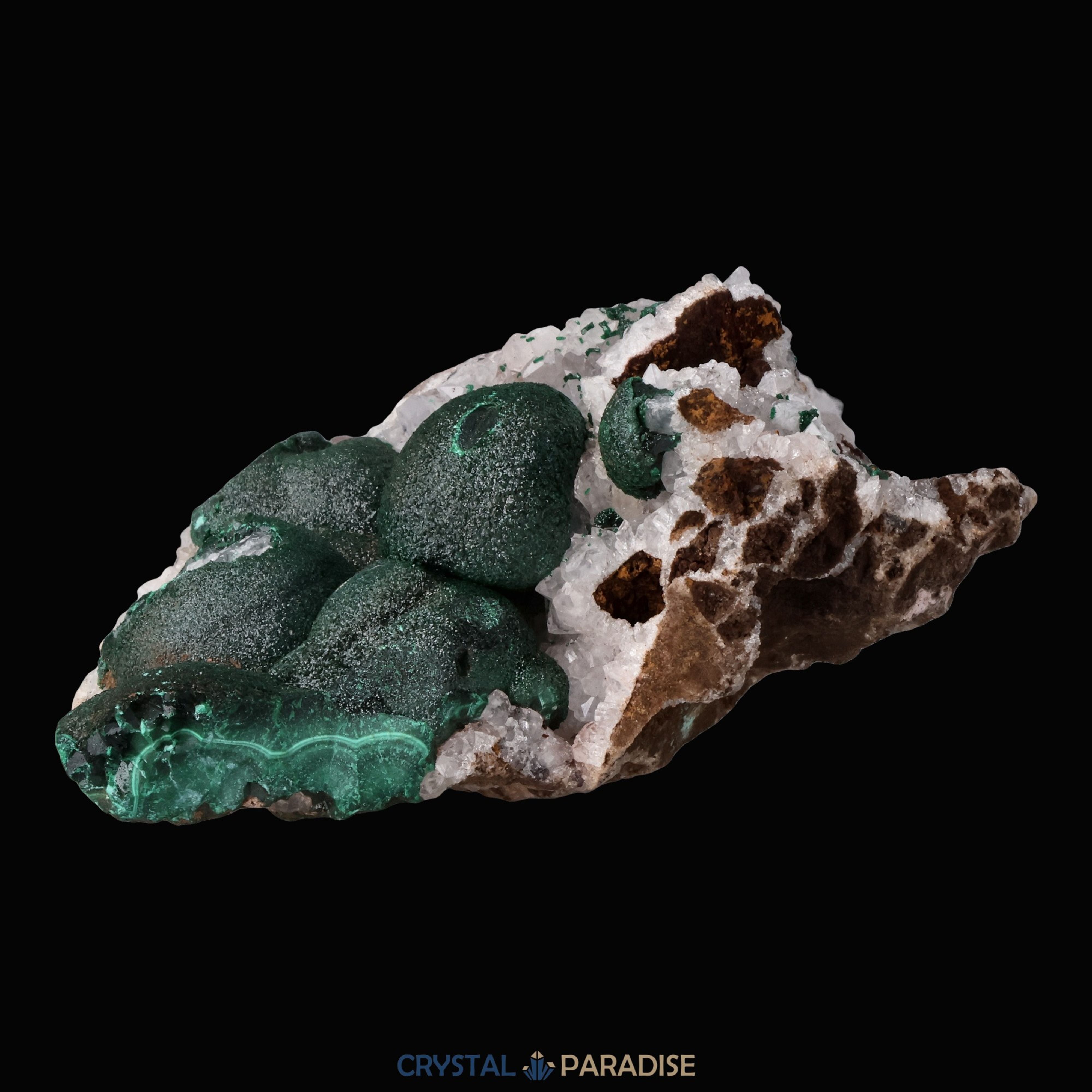 Malachit in Kongo Quarz mit Dolomit Matrix aus dem Kongo (133g) – Ansicht 13