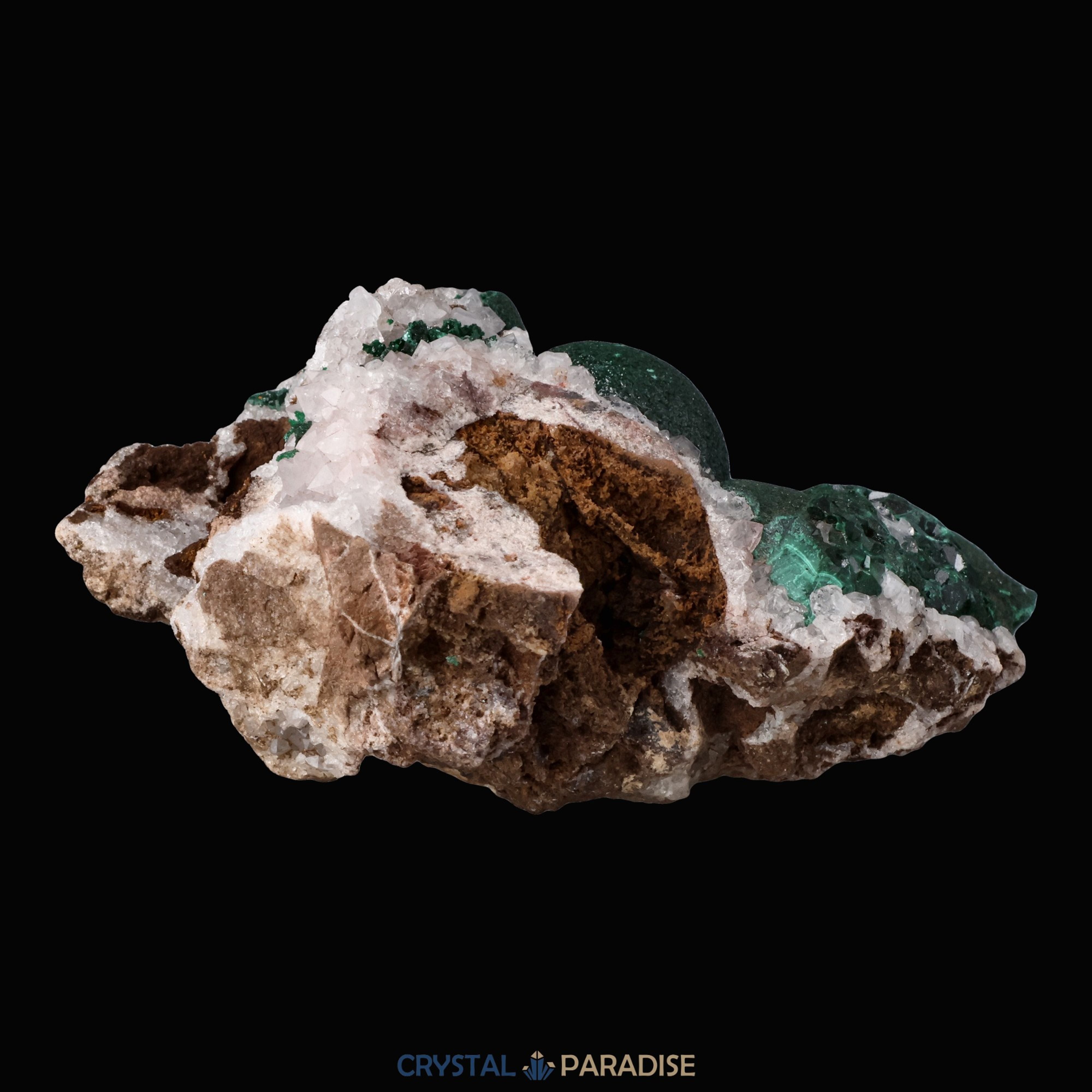 Malachit in Kongo Quarz mit Dolomit Matrix aus dem Kongo (133g) – Ansicht 16