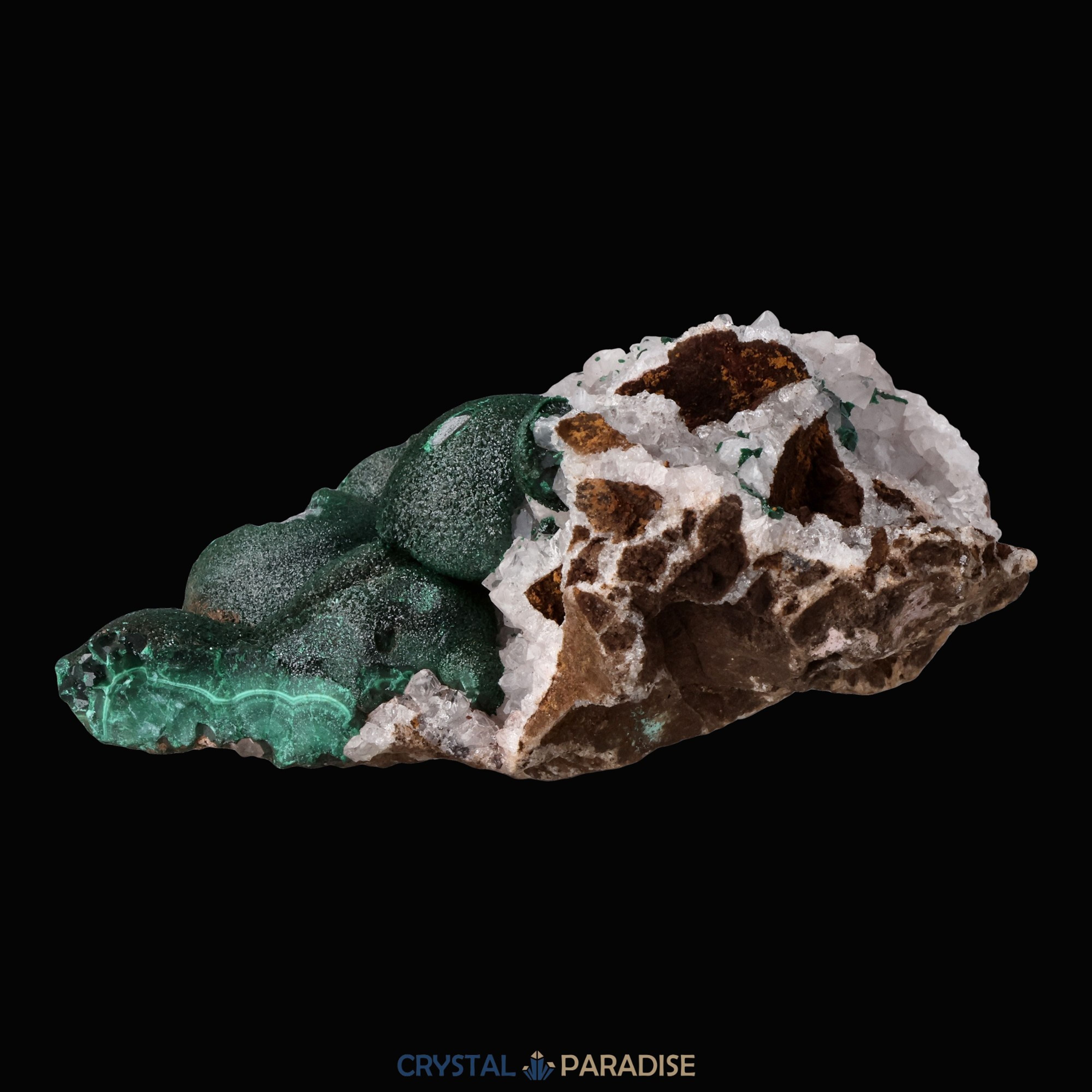 Malachit in Kongo Quarz mit Dolomit Matrix aus dem Kongo (133g) – Ansicht 19