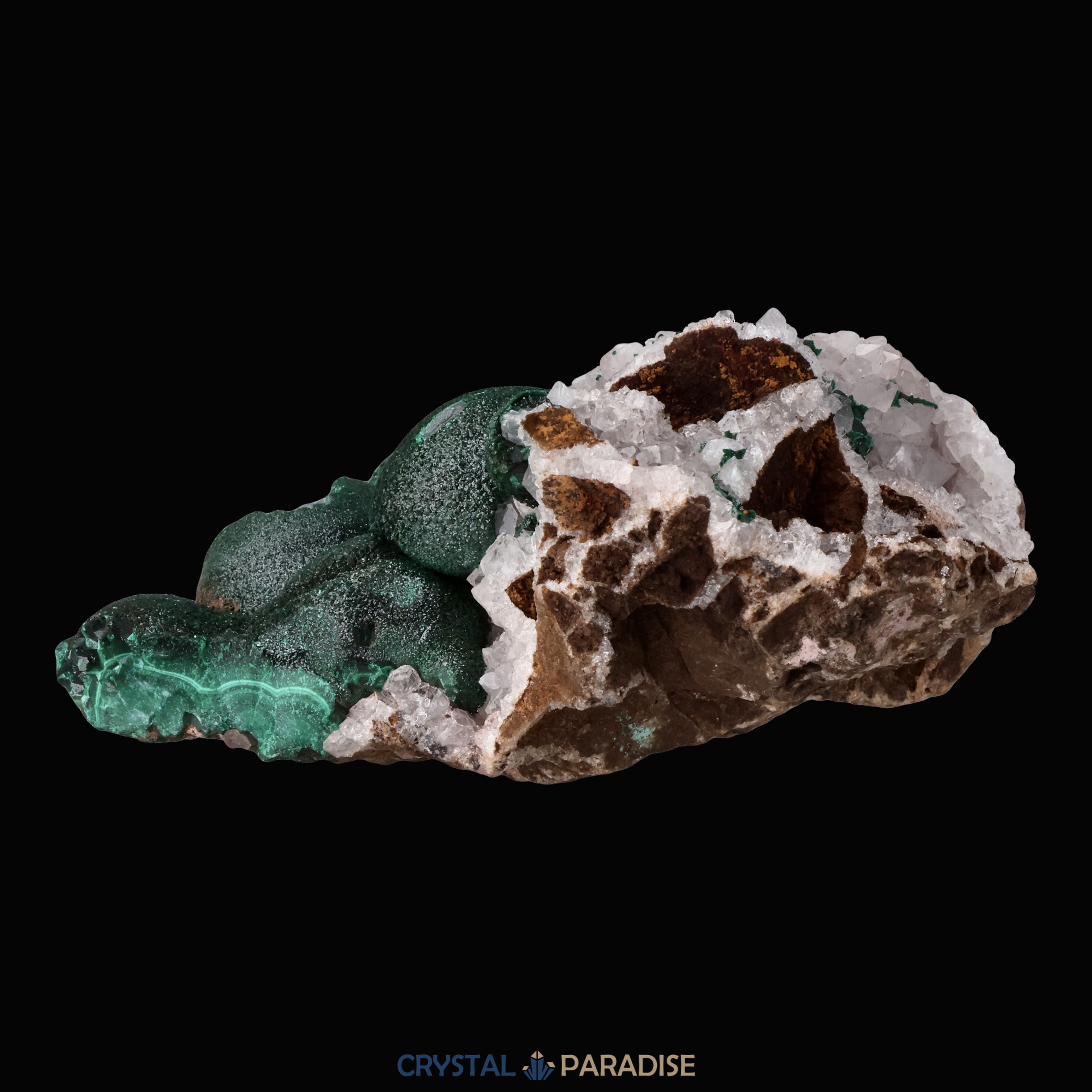Malachit in Kongo Quarz mit Dolomit Matrix aus dem Kongo (133g) – Ansicht 6