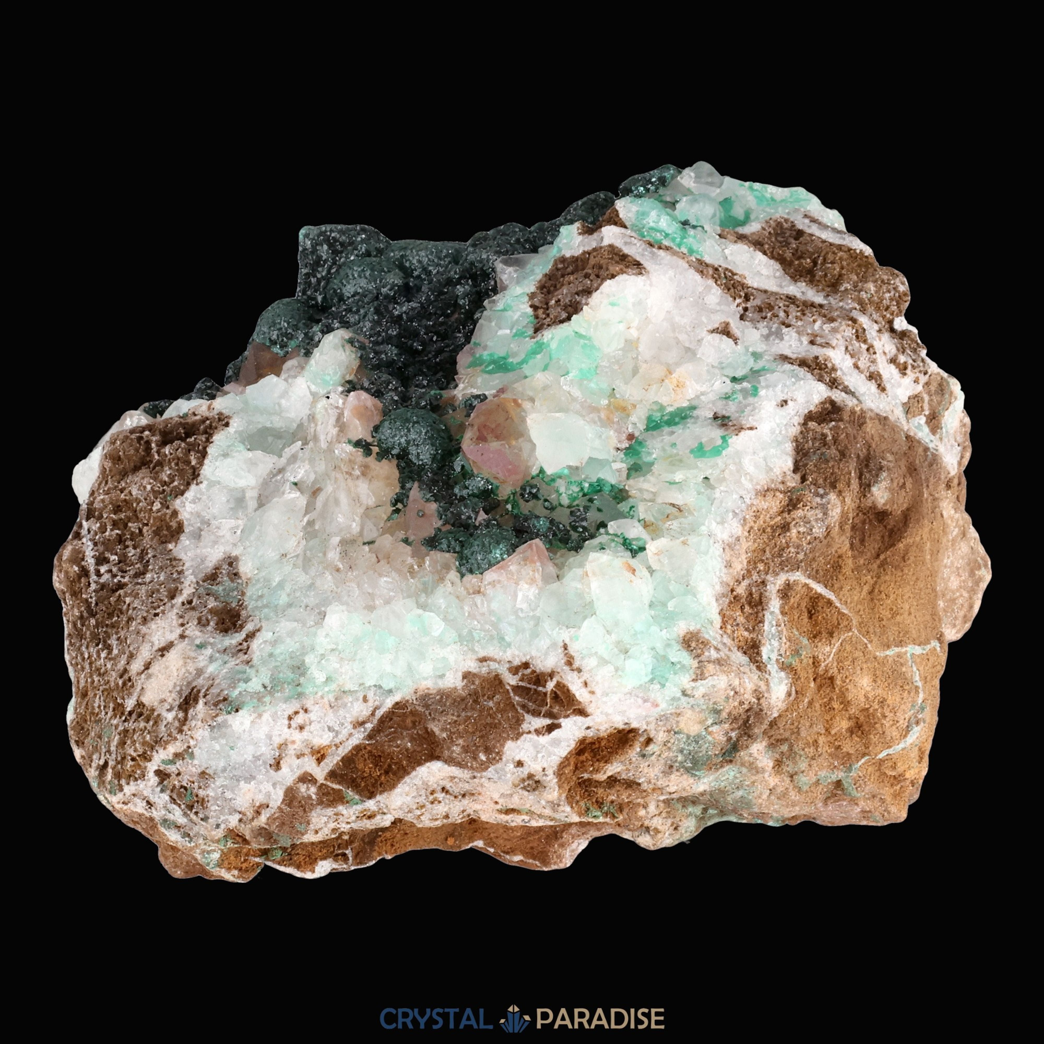 Malachit in Kongo Quarz mit Dolomit Matrix aus Kambove, Kongo (740g) – Ansicht 18