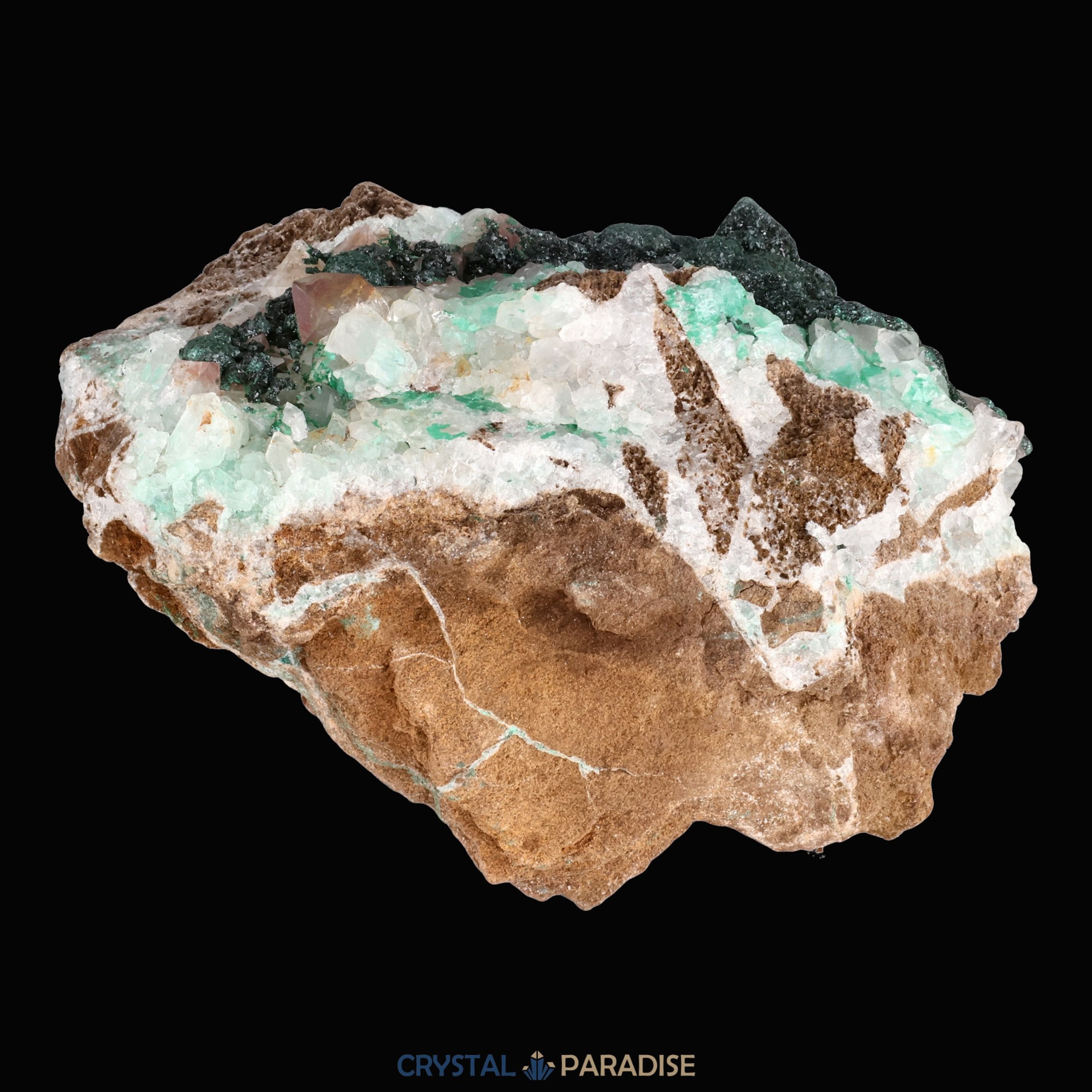 Malachit in Kongo Quarz mit Dolomit Matrix aus Kambove, Kongo (740g) – Ansicht 20