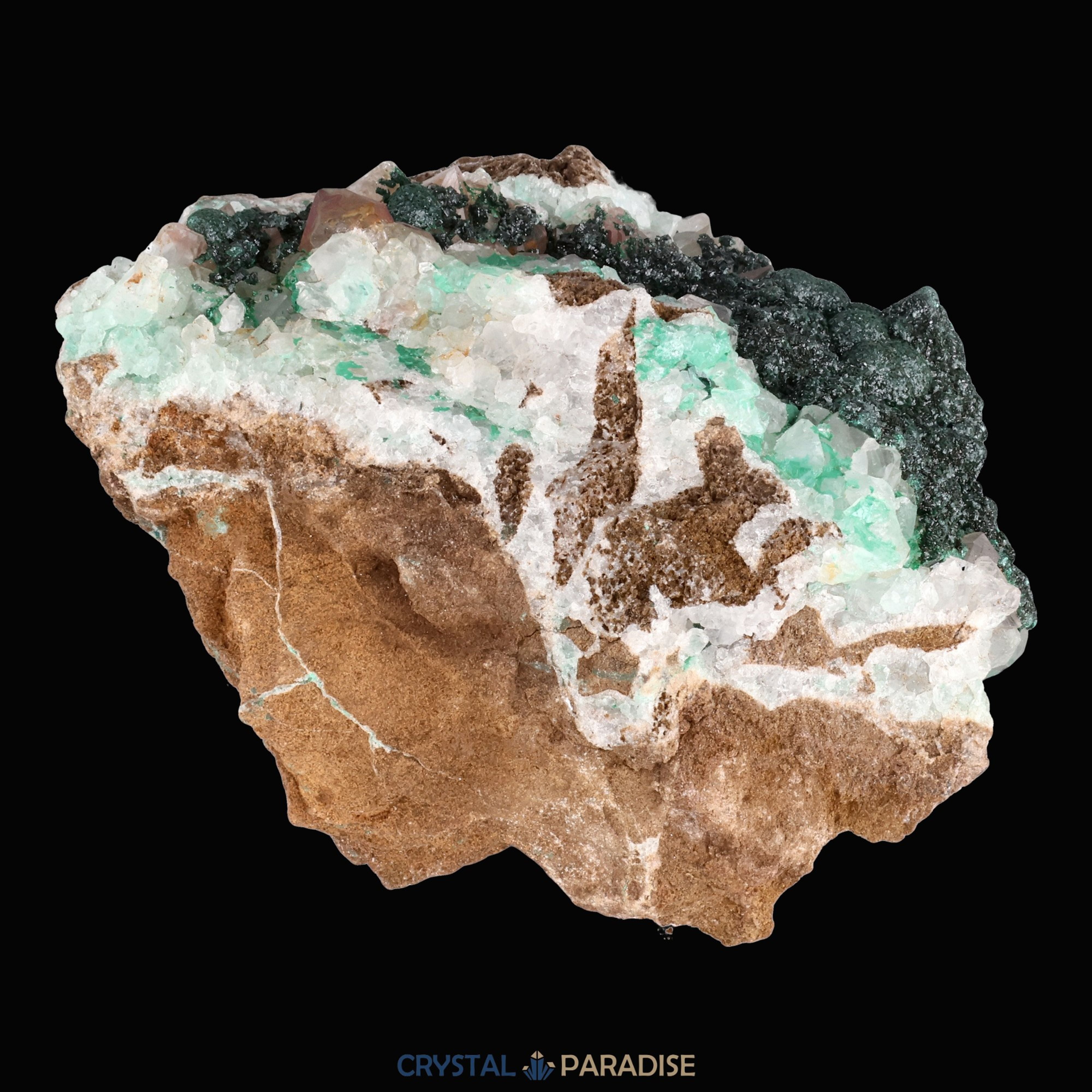 Malachit in Kongo Quarz mit Dolomit Matrix aus Kambove, Kongo (740g) – Ansicht 21