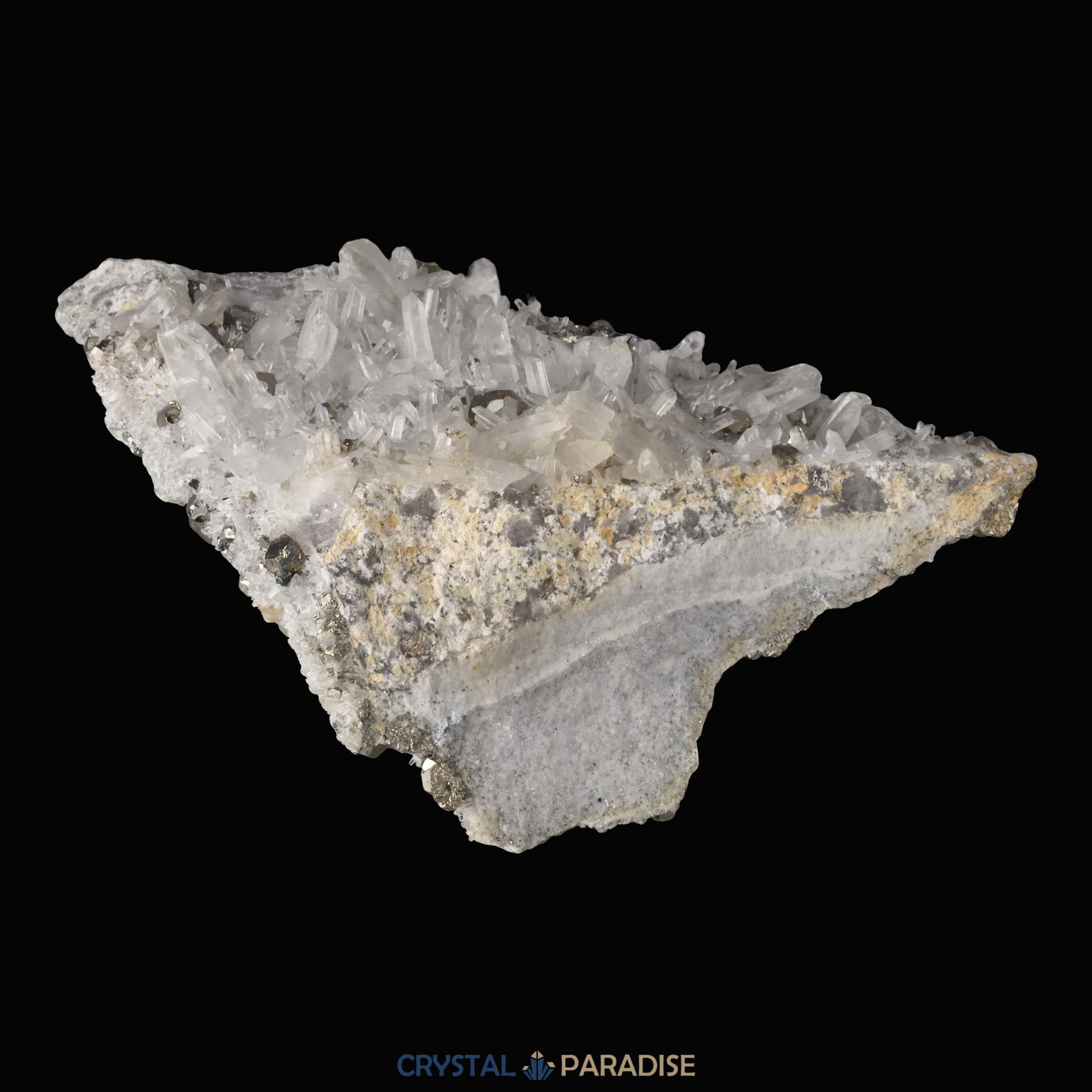 Pyrit an Bergkristall aus Indonesien (1036g) – Ansicht 11