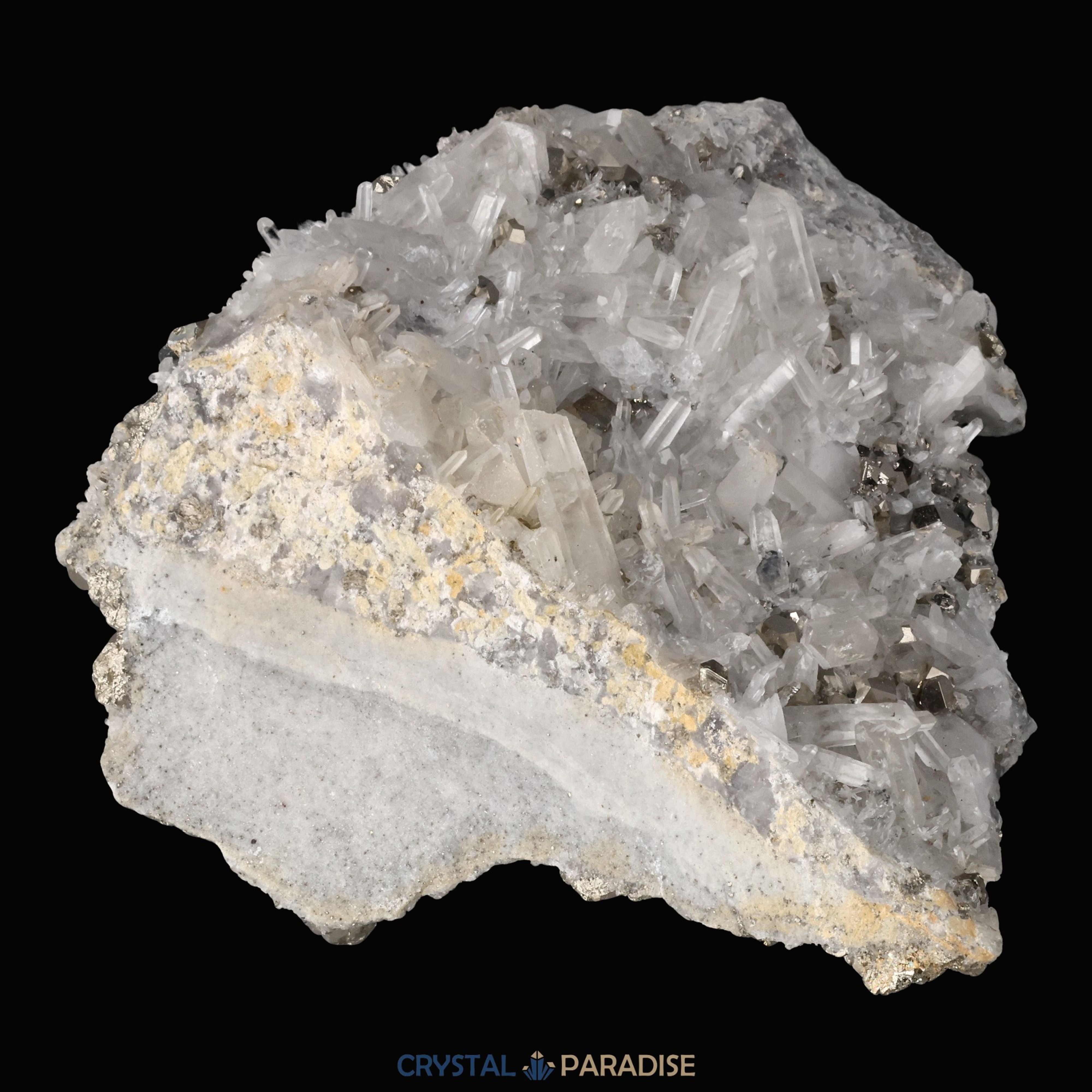 Pyrit an Bergkristall aus Indonesien (1036g) – Ansicht 13