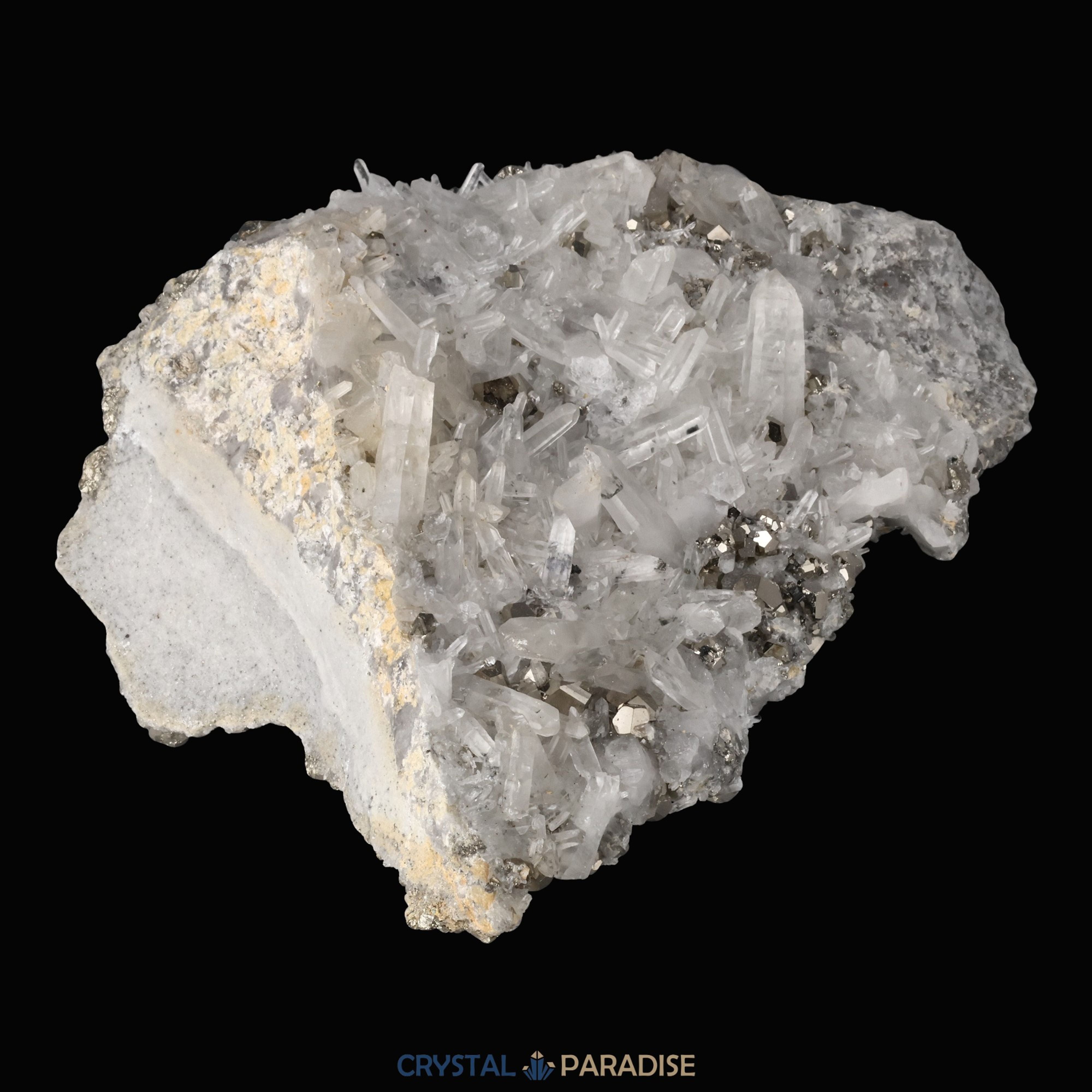 Pyrit an Bergkristall aus Indonesien (1036g) – Ansicht 14