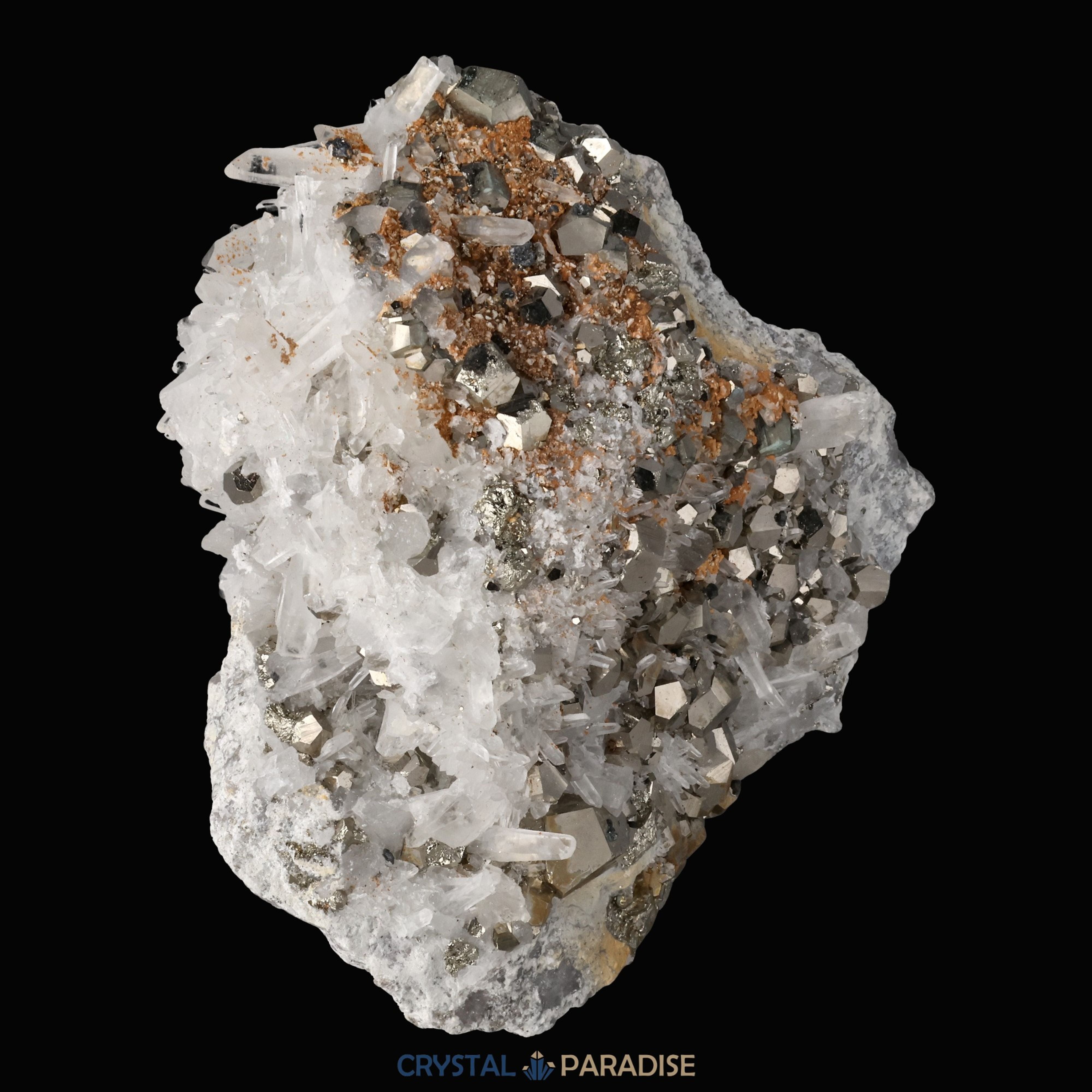 Pyrit an Bergkristall aus Indonesien (1054g) – Ansicht 14