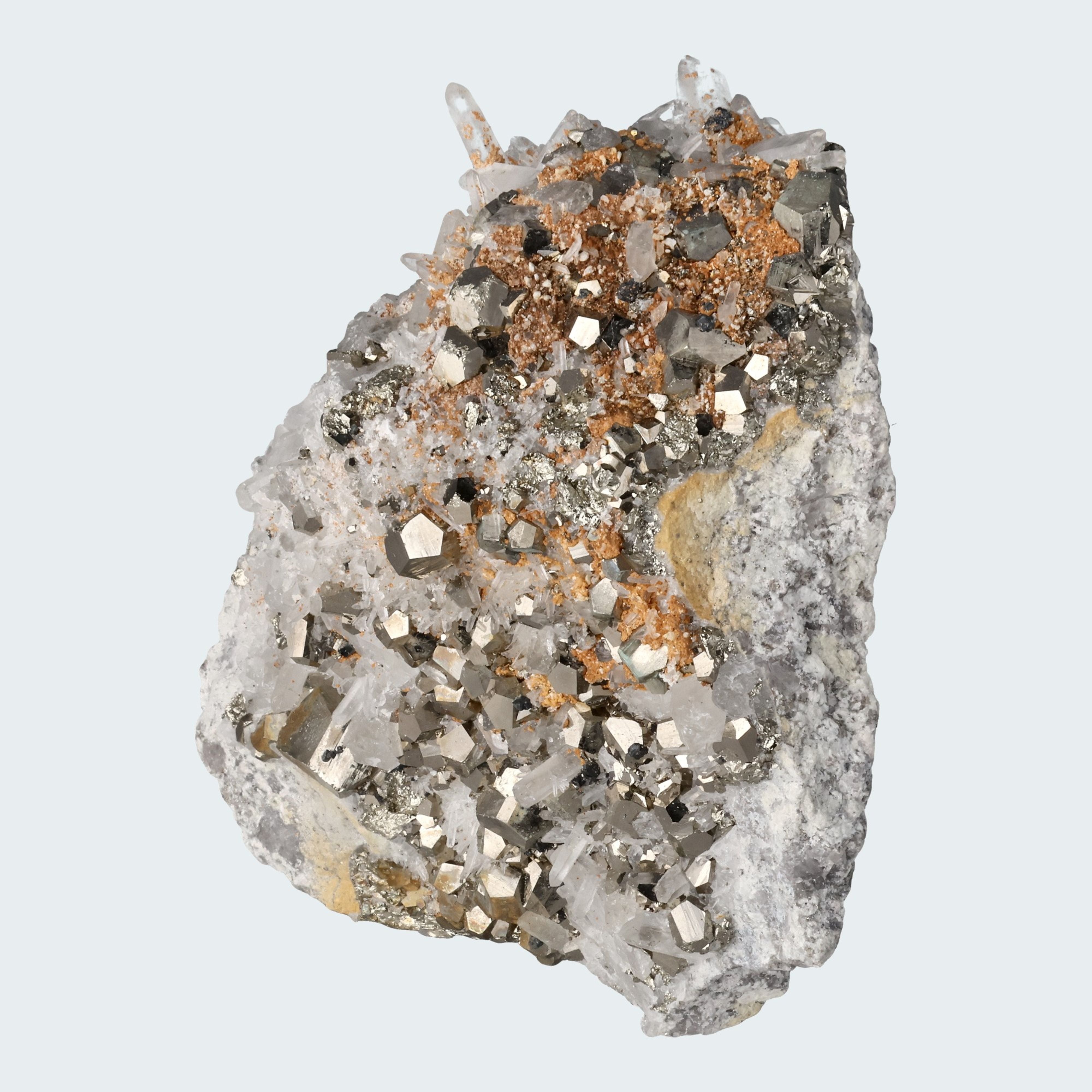 Pyrit an Bergkristall aus Indonesien (1054g) – Ansicht 2