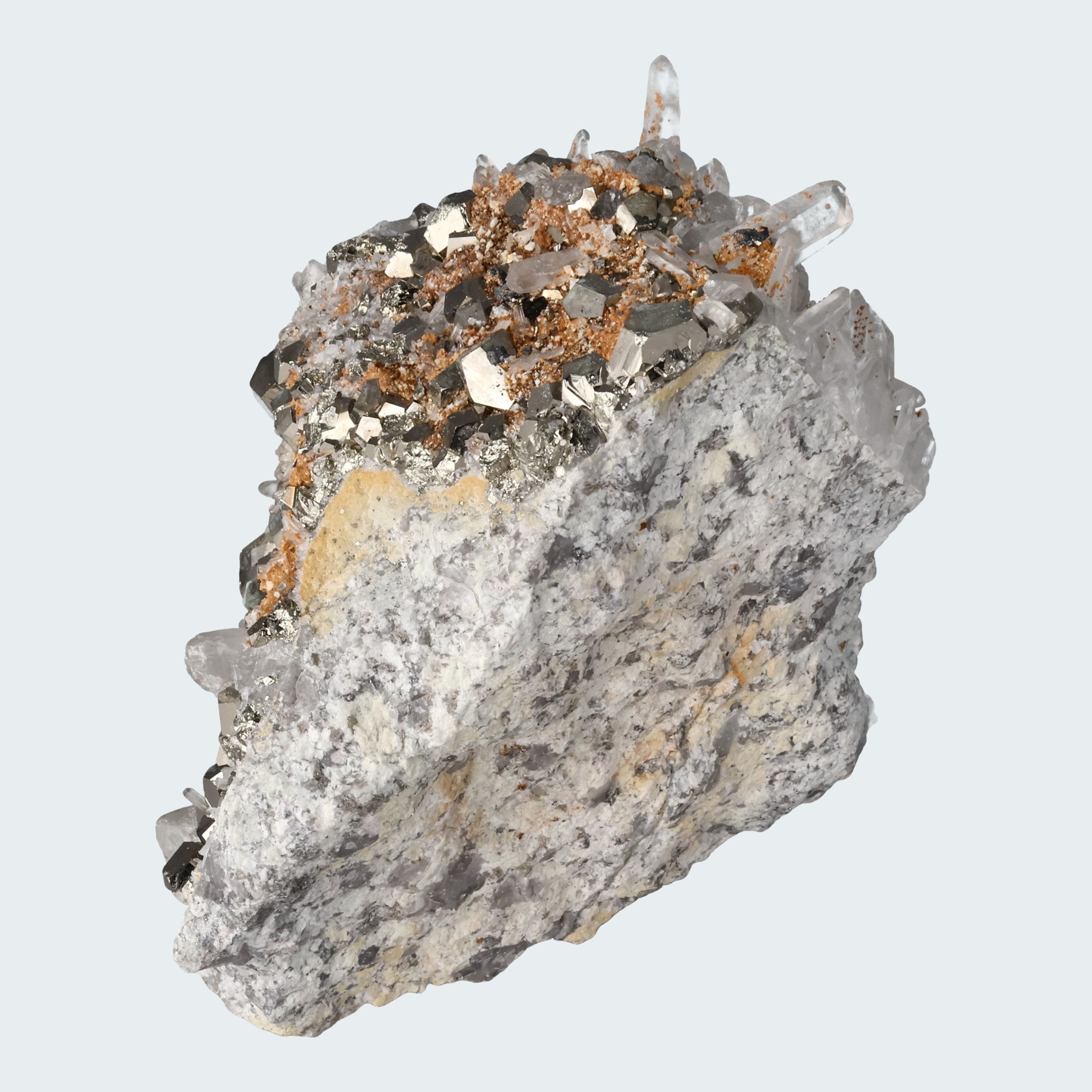 Pyrit an Bergkristall aus Indonesien (1054g) – Ansicht 3