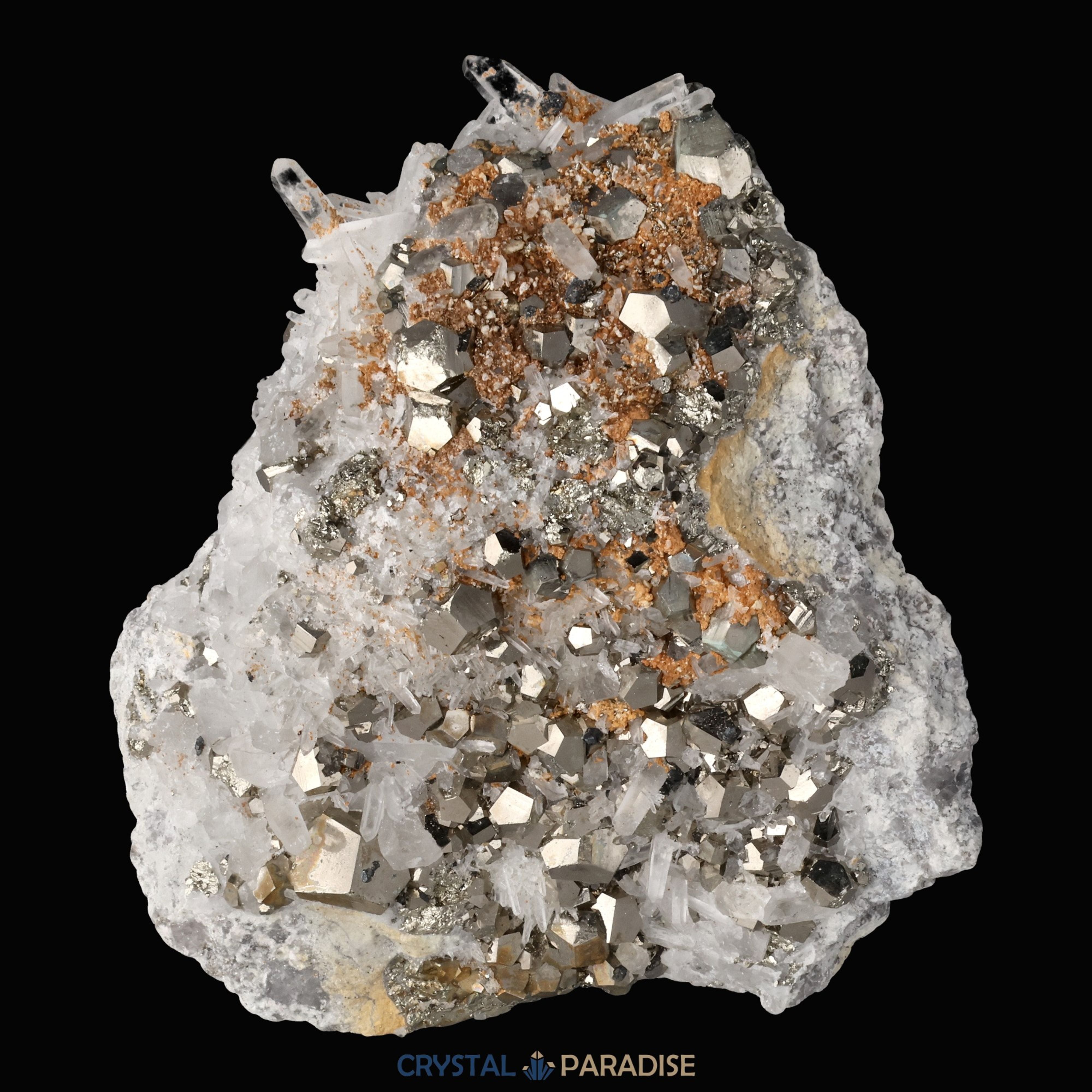 Pyrit an Bergkristall aus Indonesien (1054g) – Ansicht 4