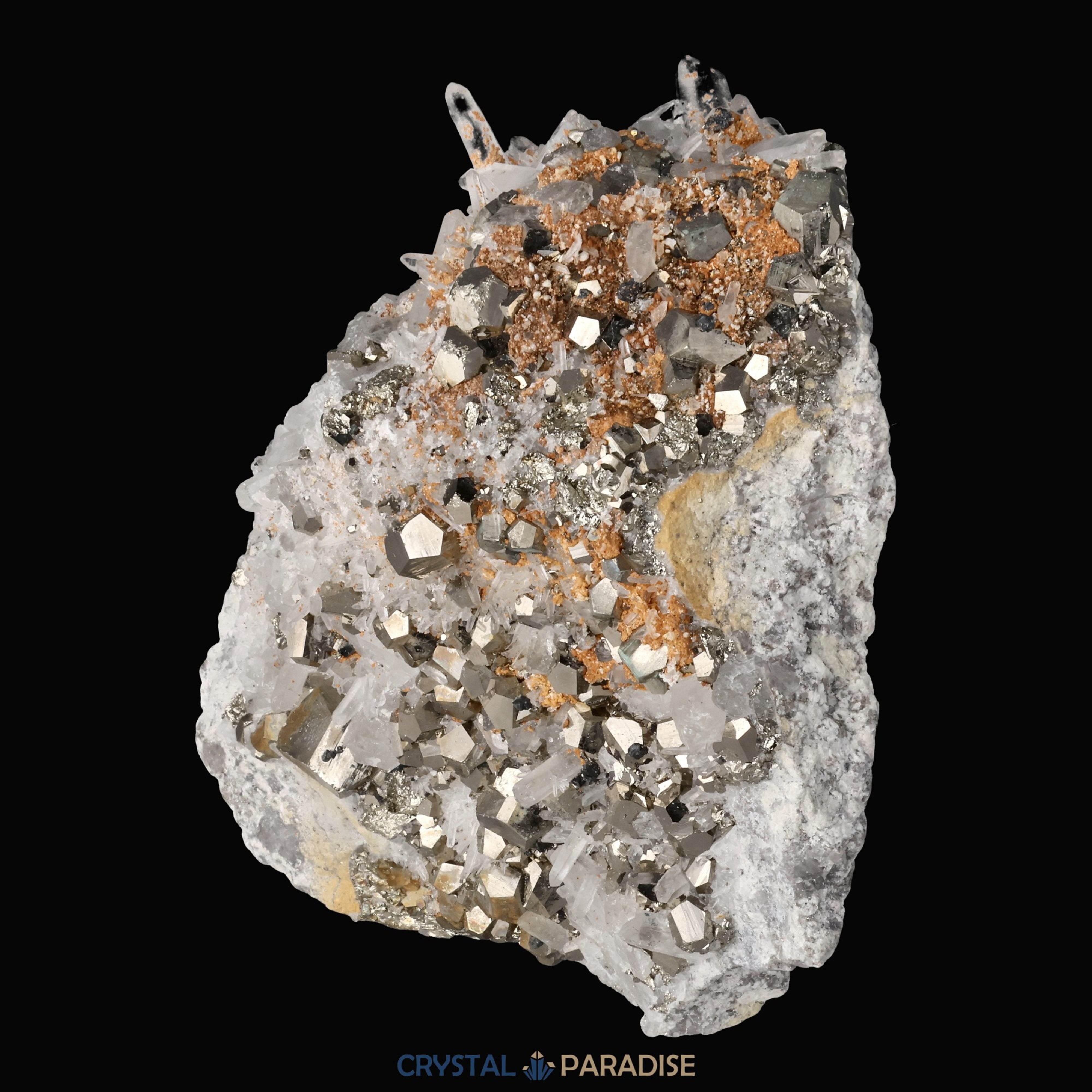 Pyrit an Bergkristall aus Indonesien (1054g) – Ansicht 5