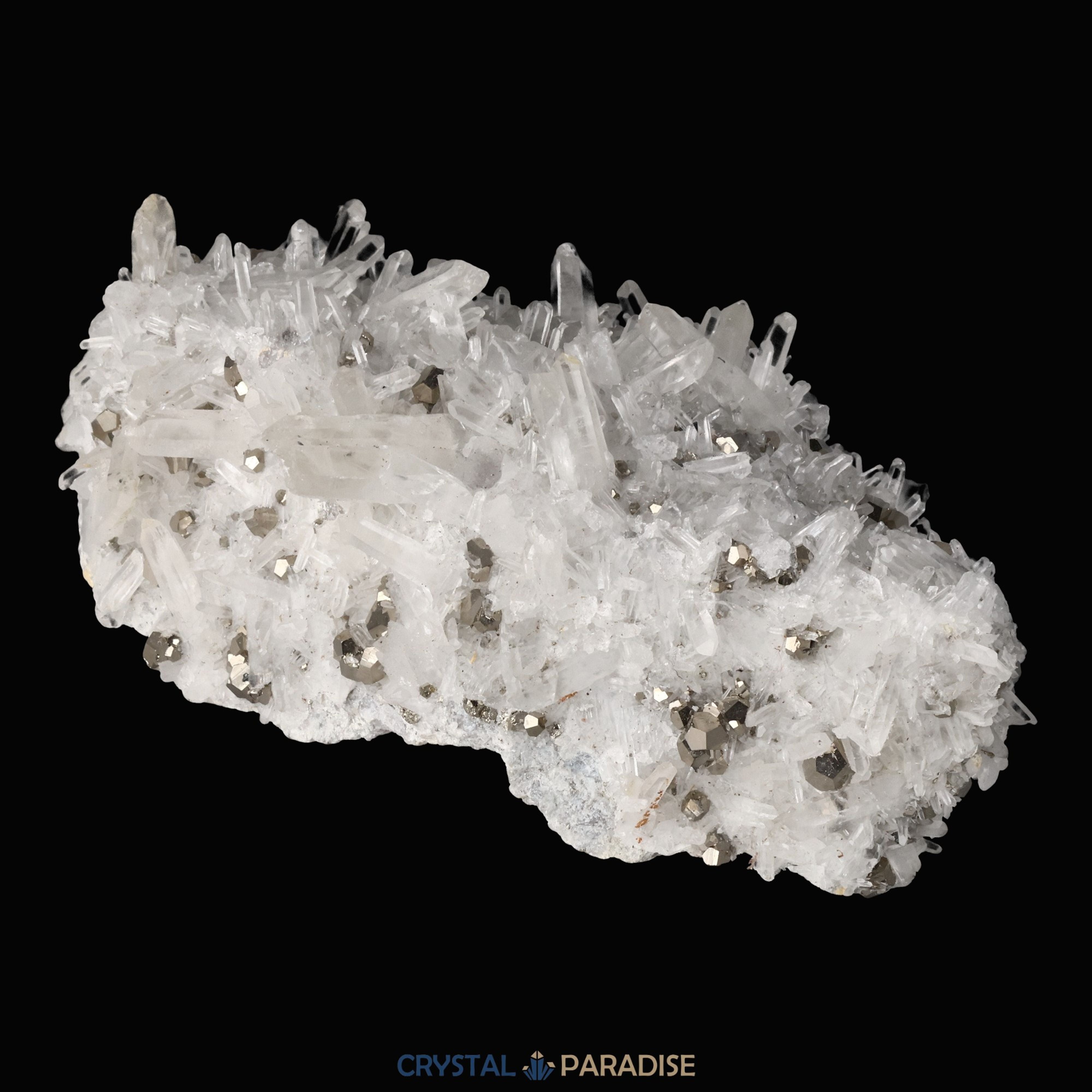 Pyrit an Bergkristall aus Indonesien (1138g) – Ansicht 8