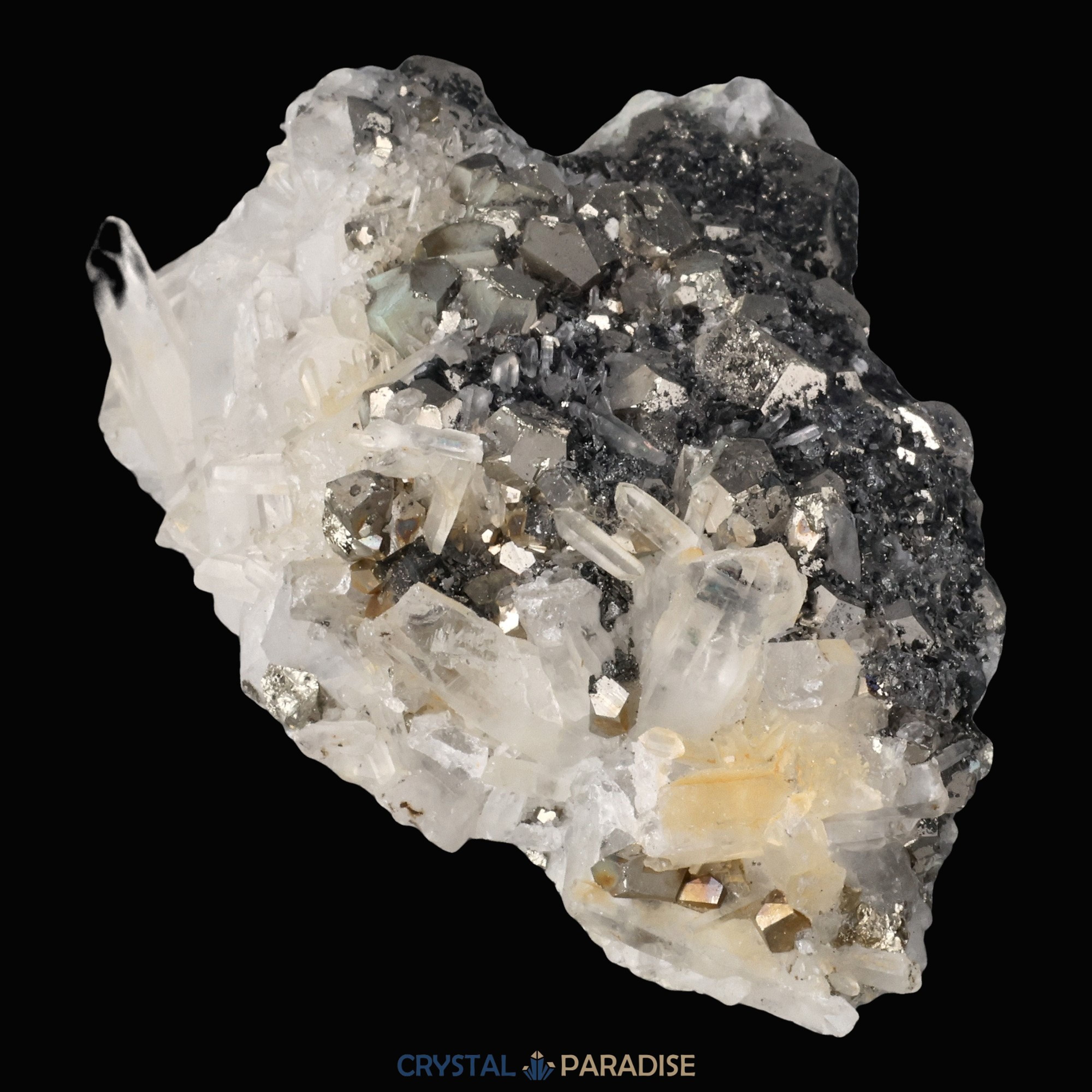 Pyrit an Bergkristall aus Indonesien (222g) – Ansicht 12