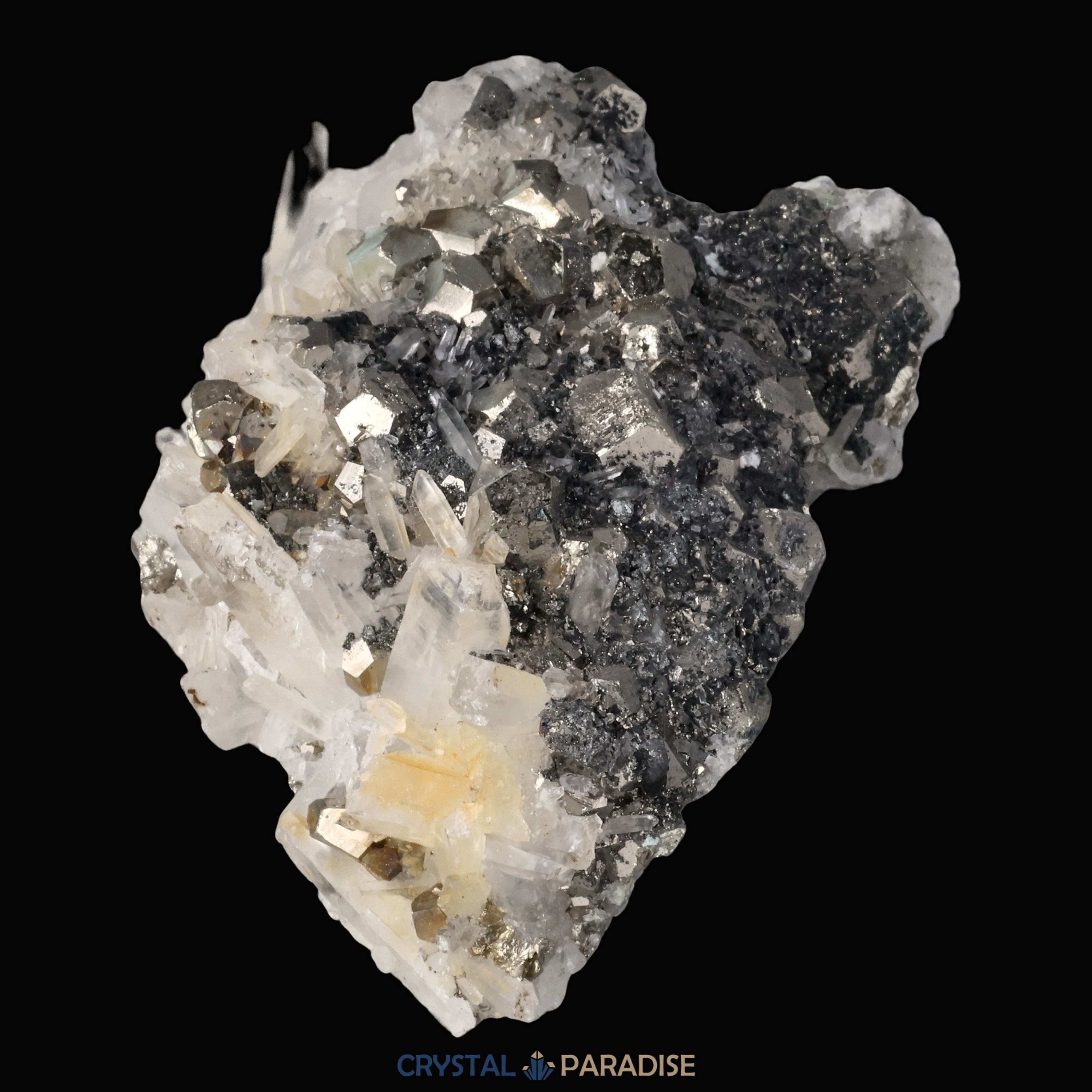 Pyrit an Bergkristall aus Indonesien (222g) – Ansicht 13