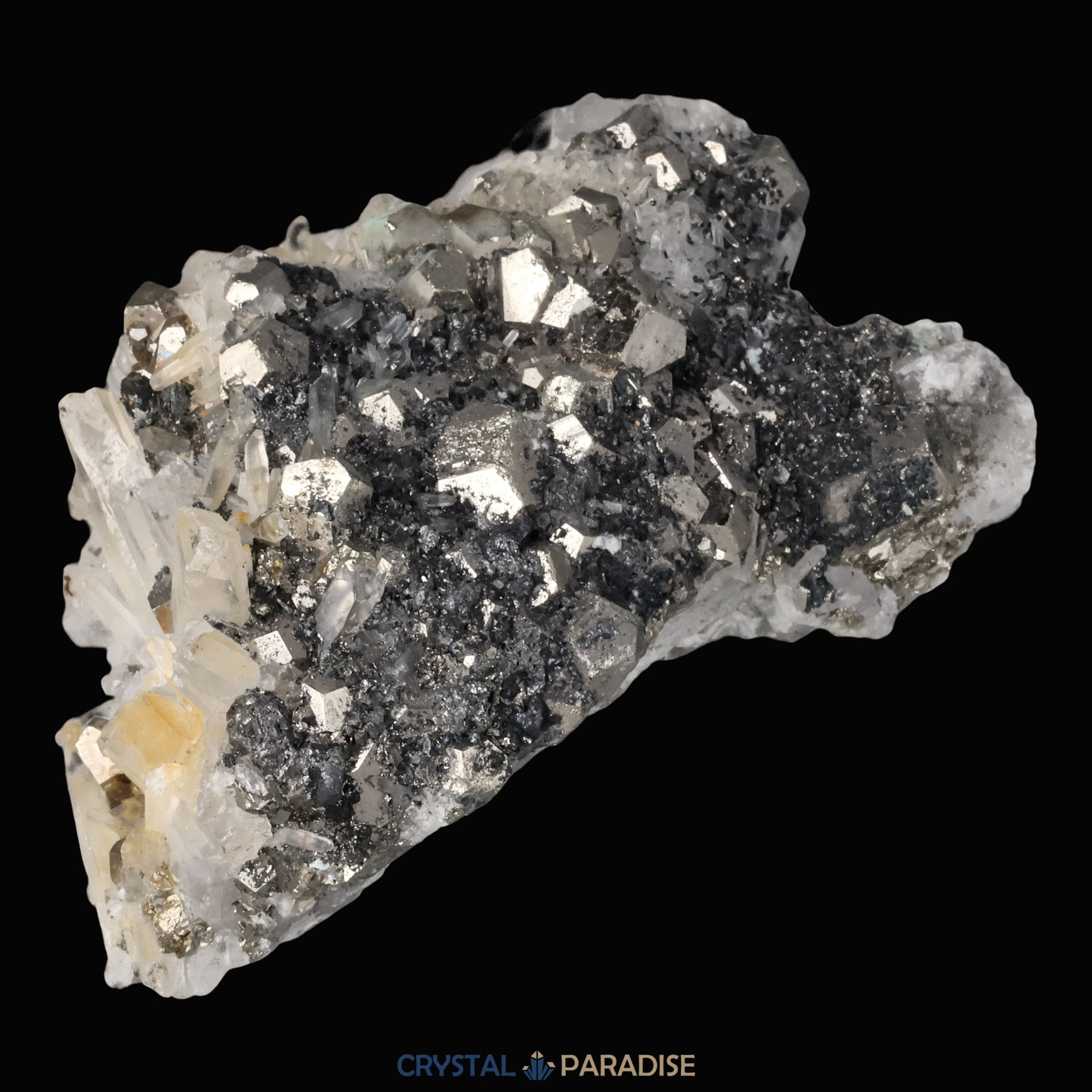 Pyrit an Bergkristall aus Indonesien (222g) – Ansicht 14