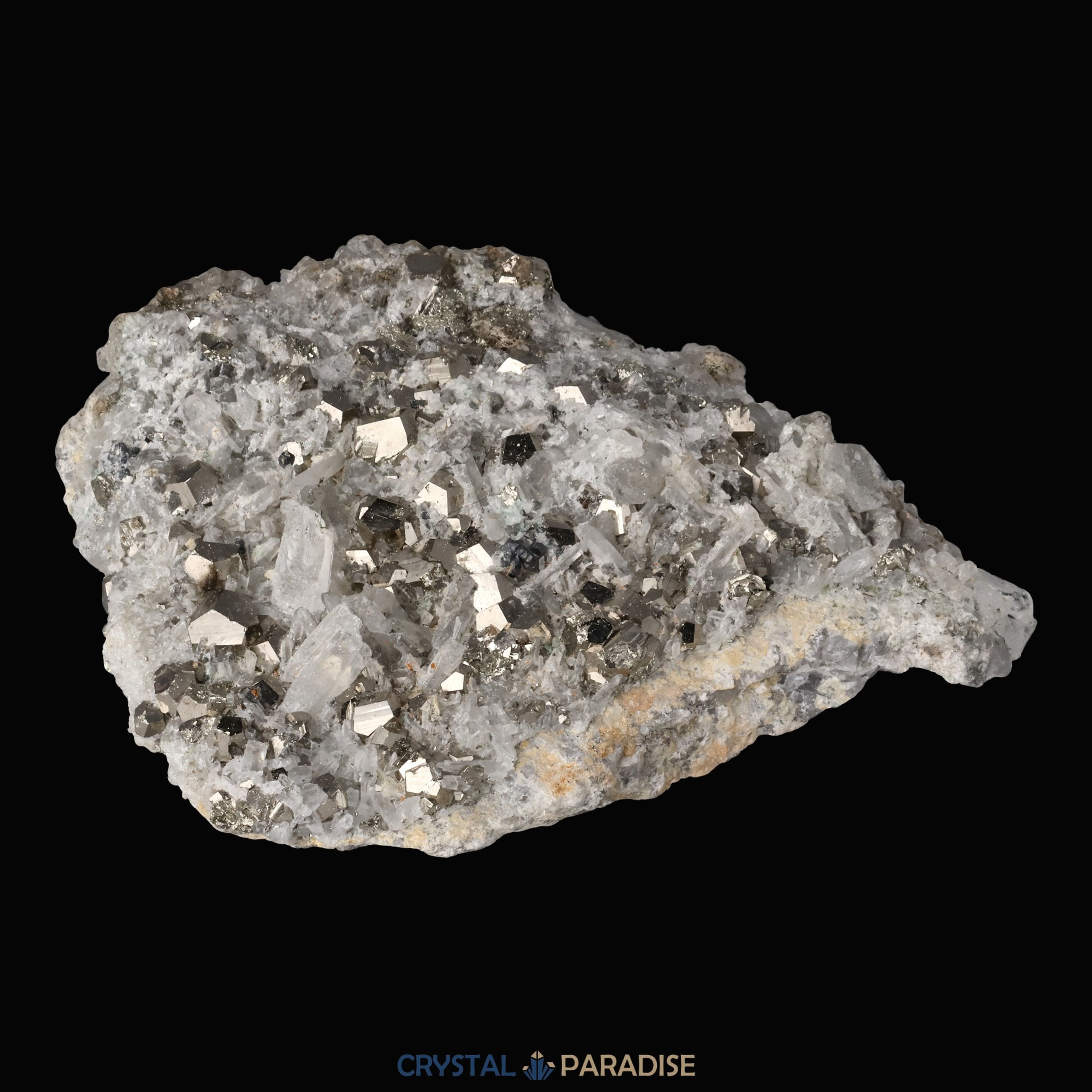 Pyrit an Bergkristall aus Indonesien (330g) – Ansicht 15