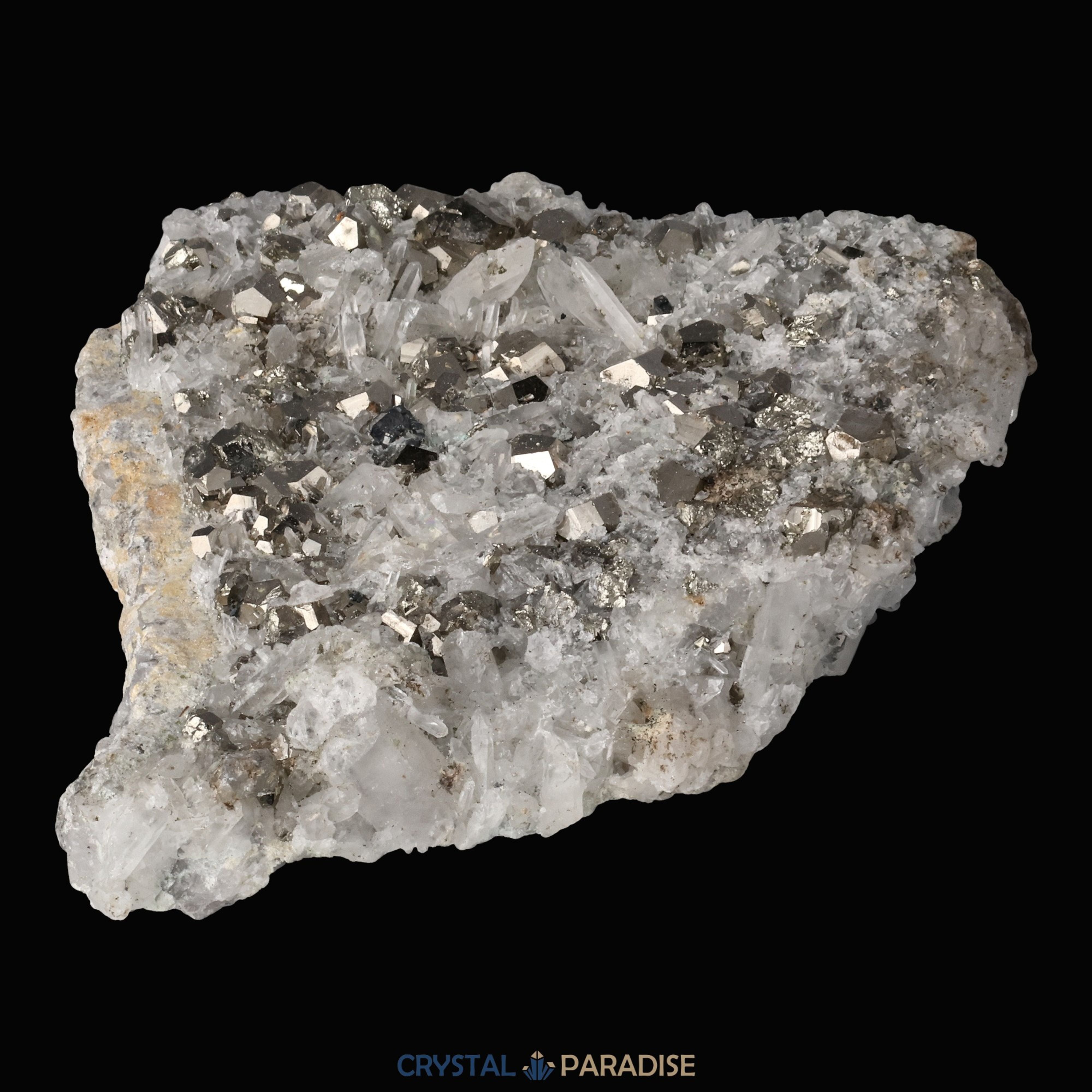 Pyrit an Bergkristall aus Indonesien (330g) – Ansicht 7