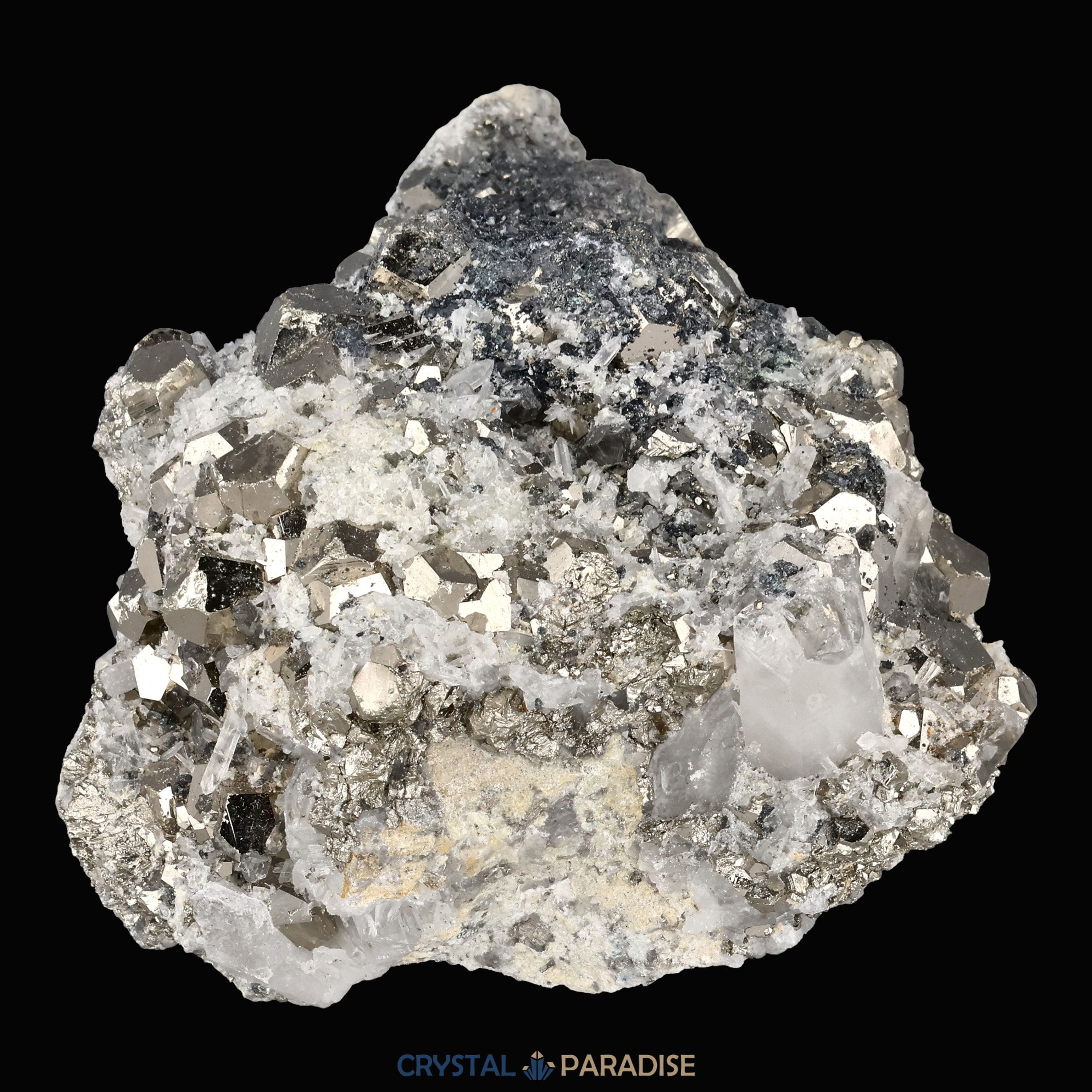 Pyrit an Bergkristall aus Indonesien (370g) – Ansicht 14