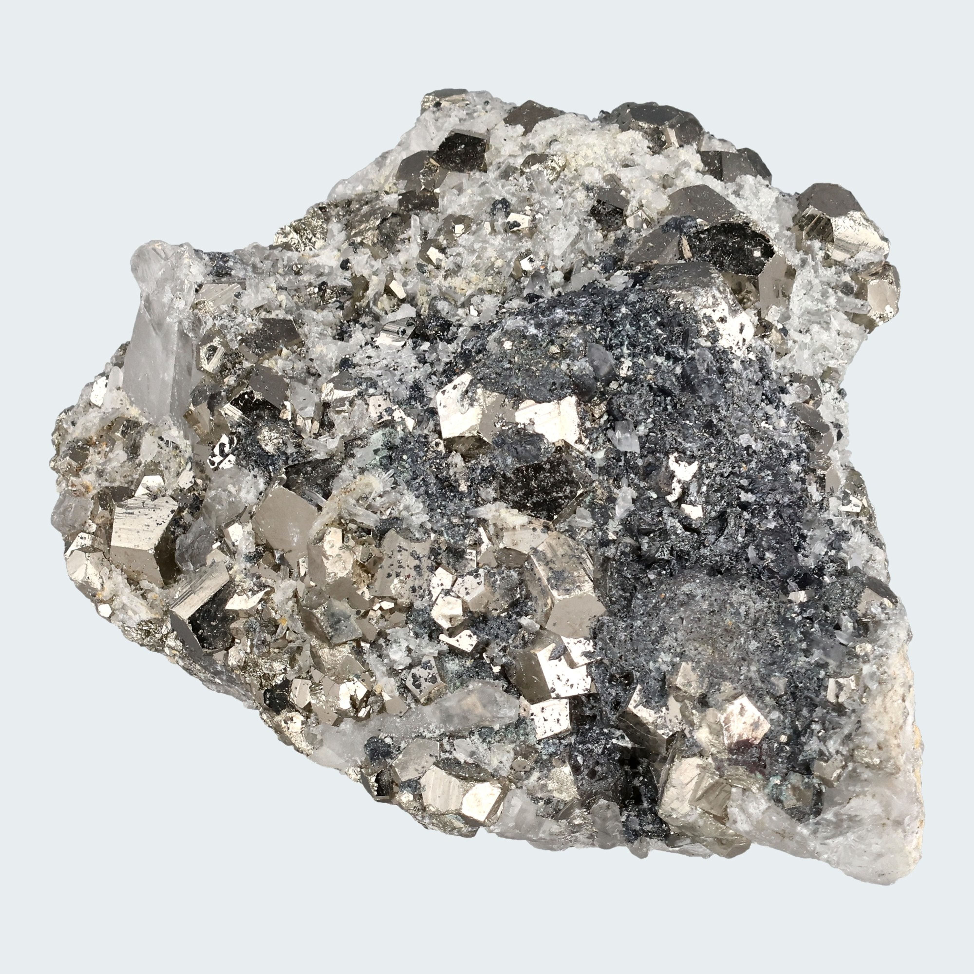 Pyrit an Bergkristall aus Indonesien (370g) – Ansicht 3