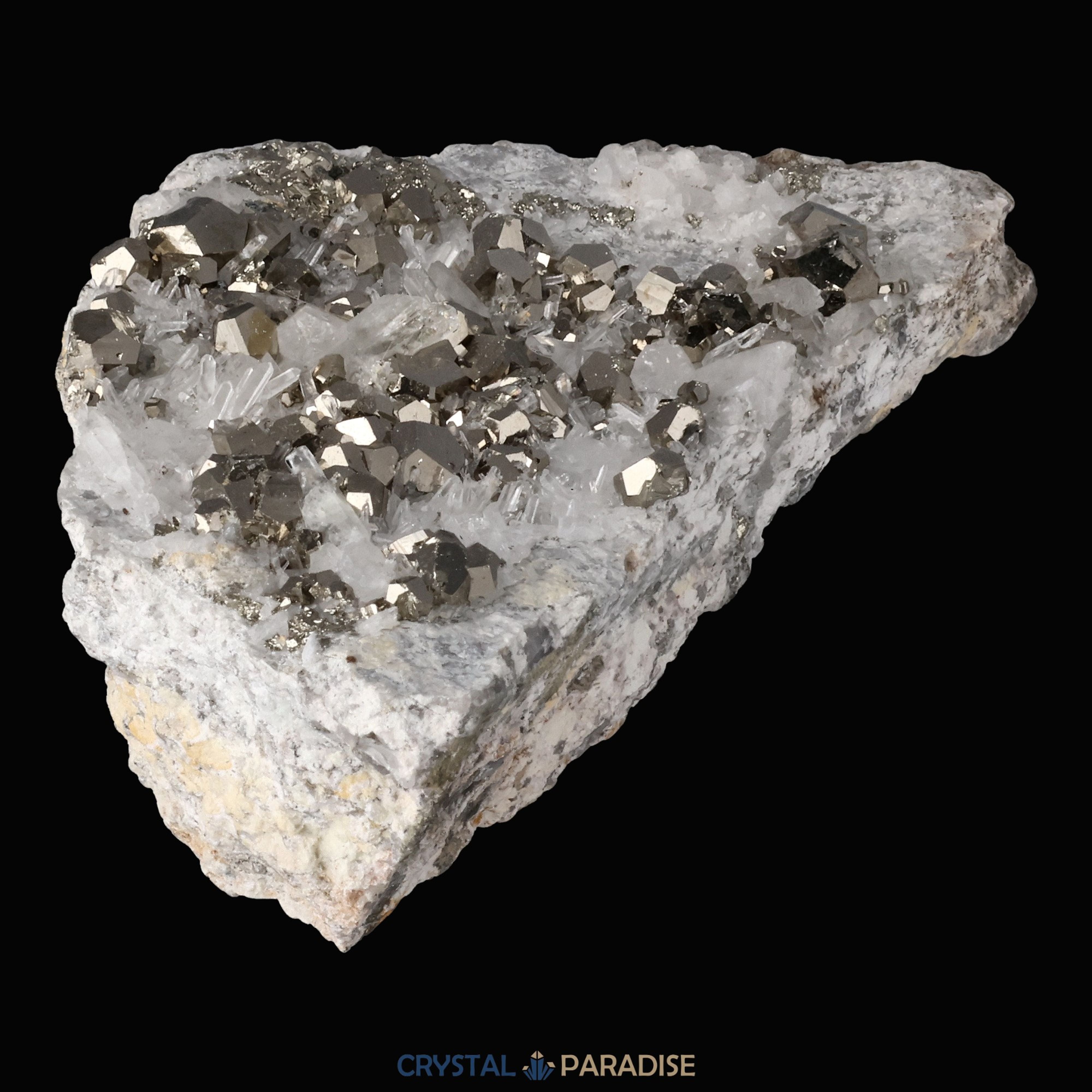 Pyrit an Bergkristall aus Indonesien (387g) – Ansicht 11