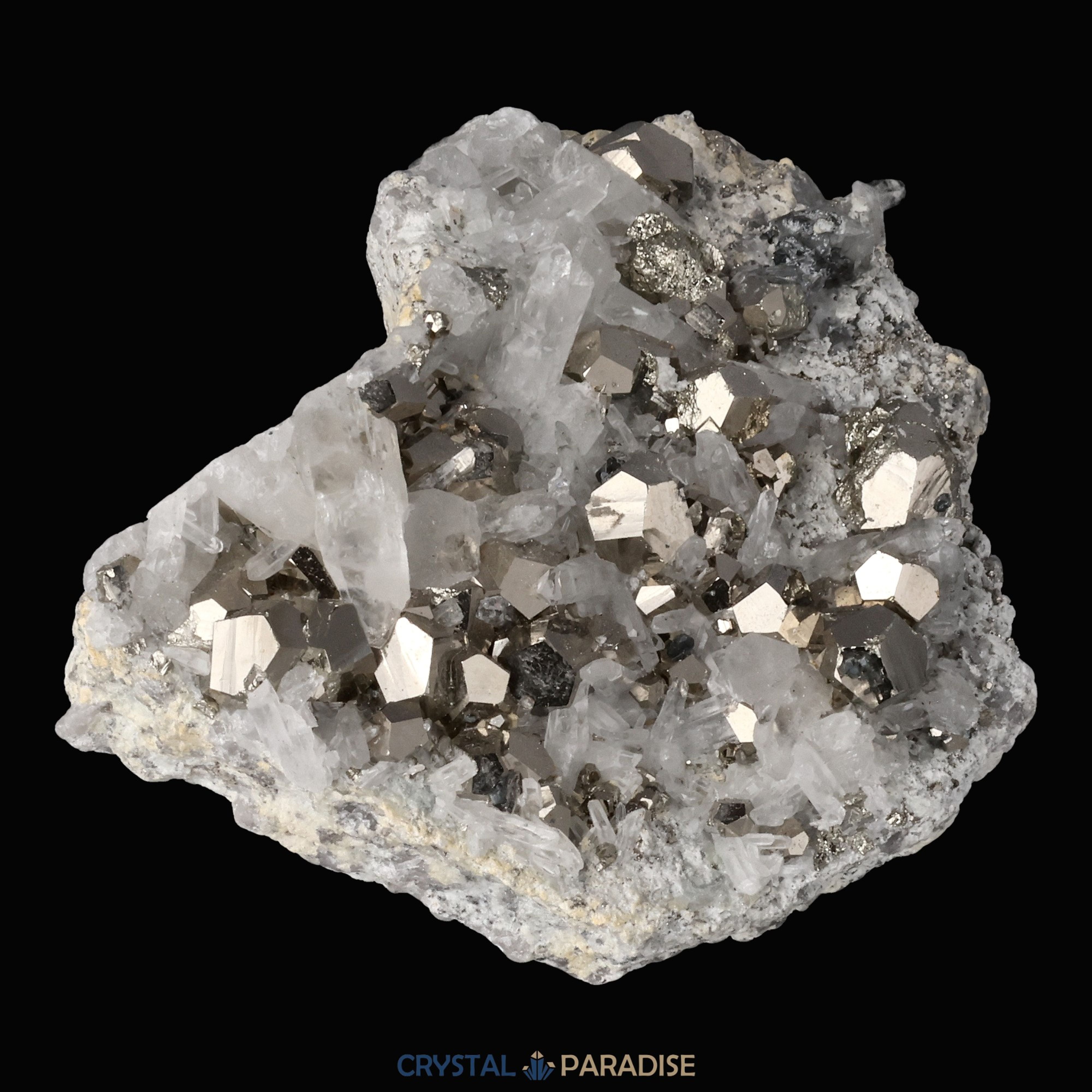 Pyrit an Bergkristall aus Indonesien (440g) – Ansicht 14