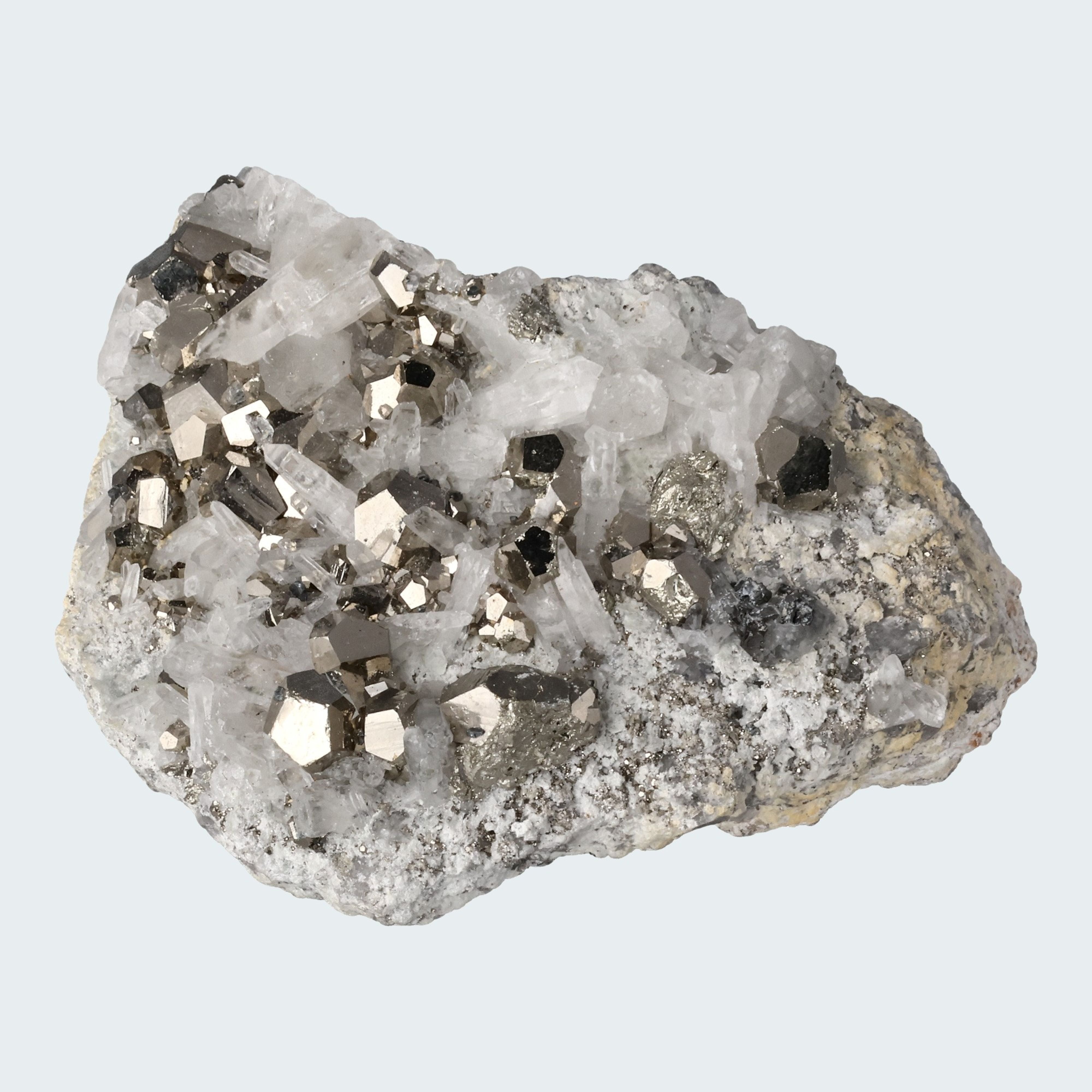 Pyrit an Bergkristall aus Indonesien (440g) – Ansicht 2
