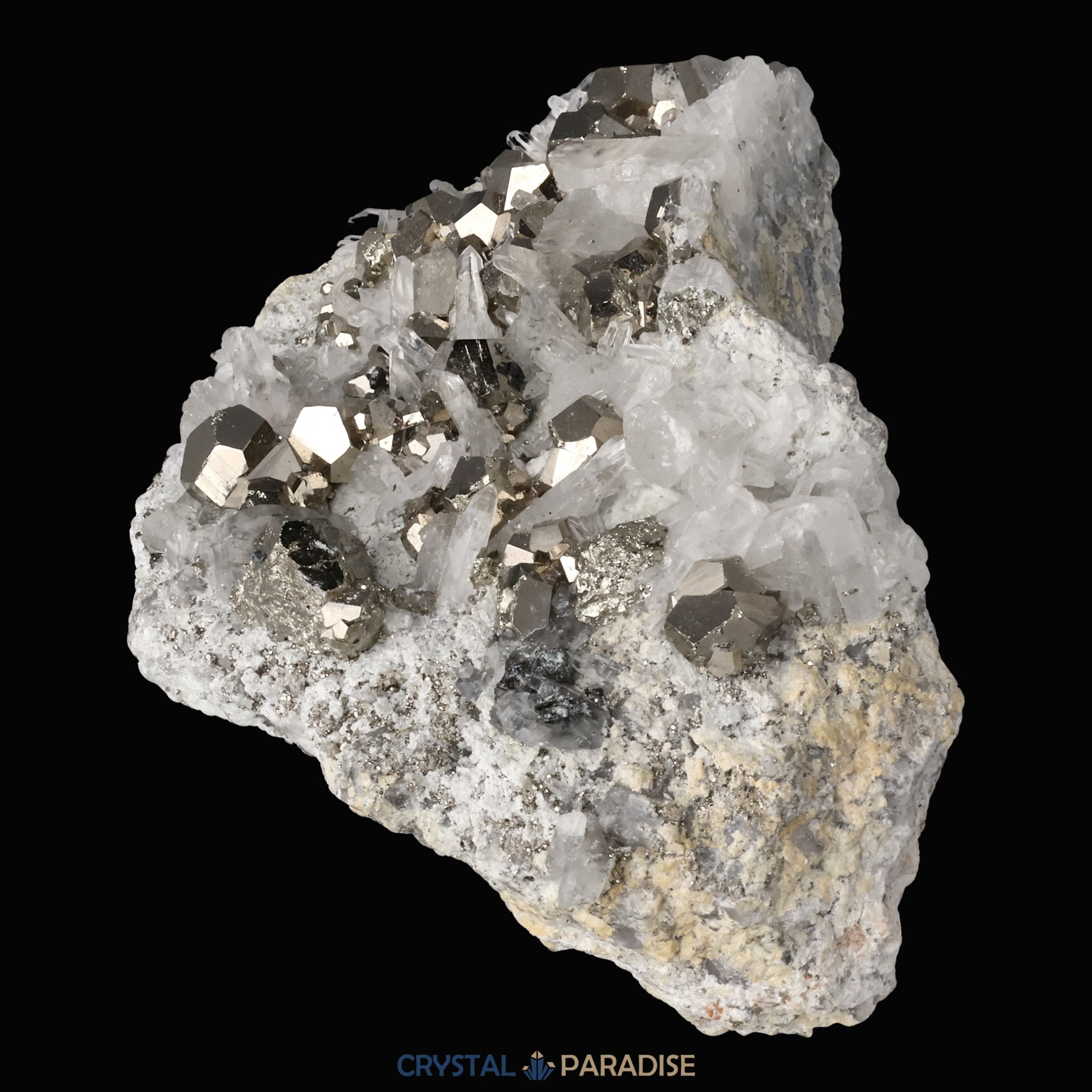 Pyrit an Bergkristall aus Indonesien (440g) – Ansicht 7