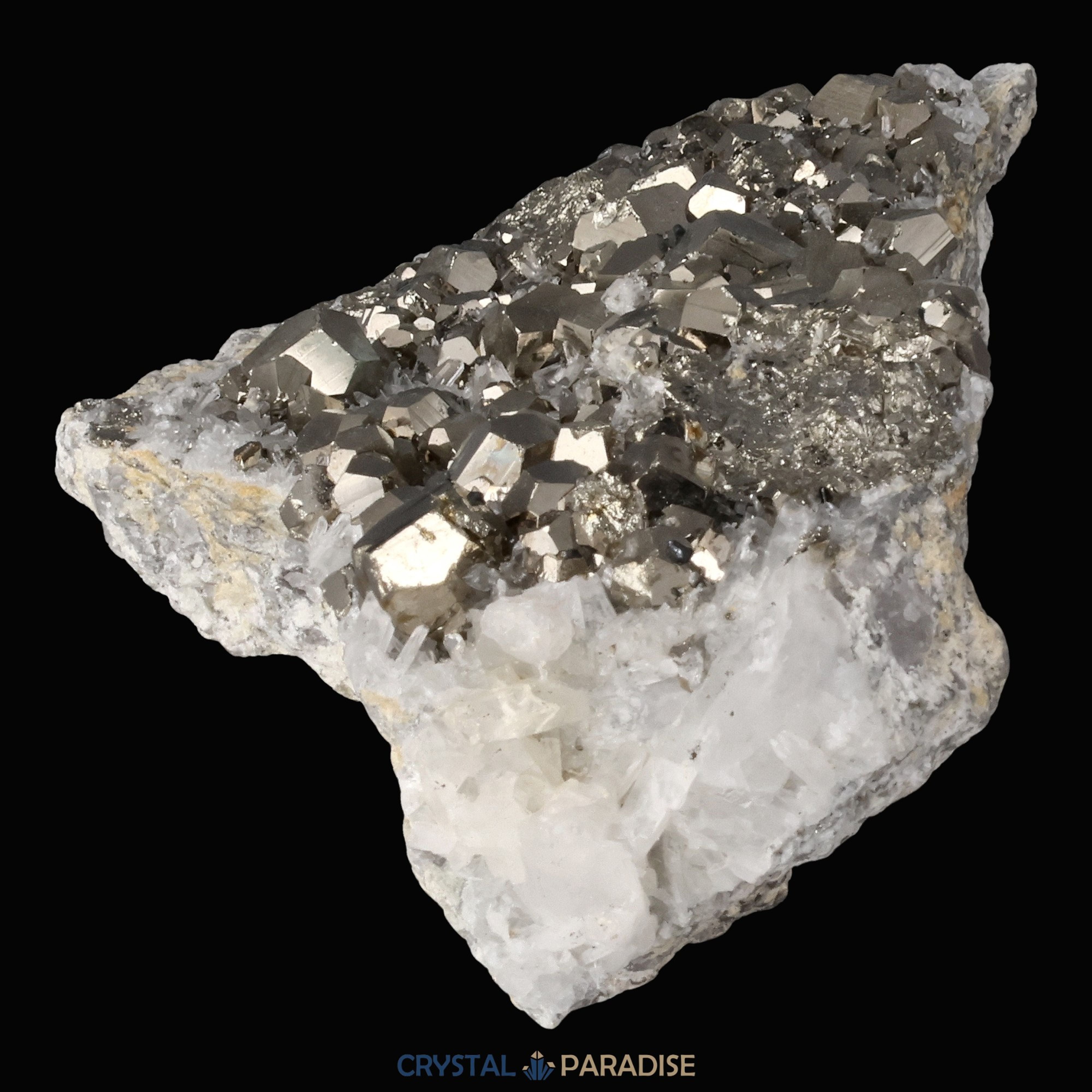 Pyrit an Bergkristall aus Indonesien (467g) – Ansicht 6