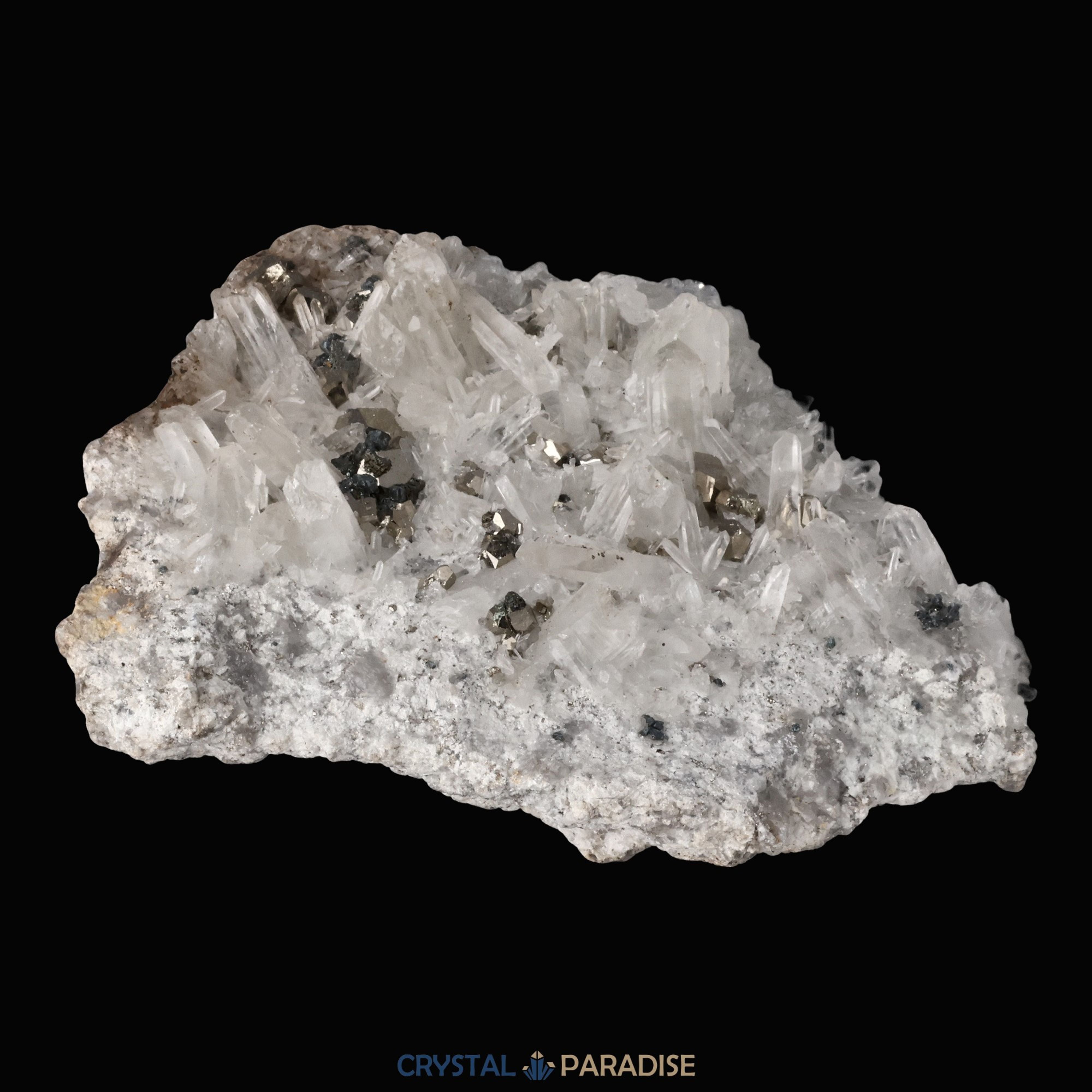 Pyrit an Bergkristall aus Indonesien (540g) – Ansicht 15