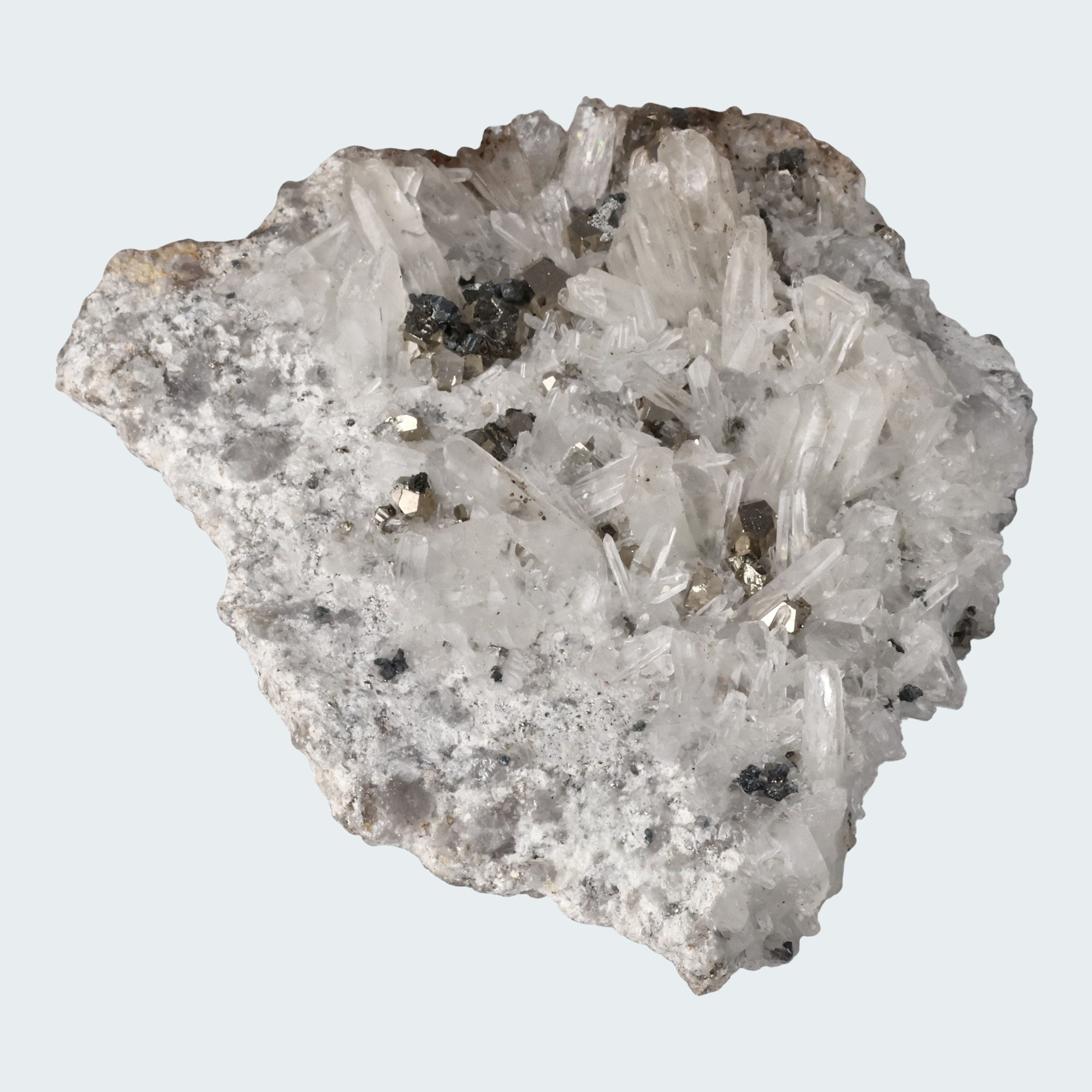Pyrit an Bergkristall aus Indonesien (540g) – Ansicht 2