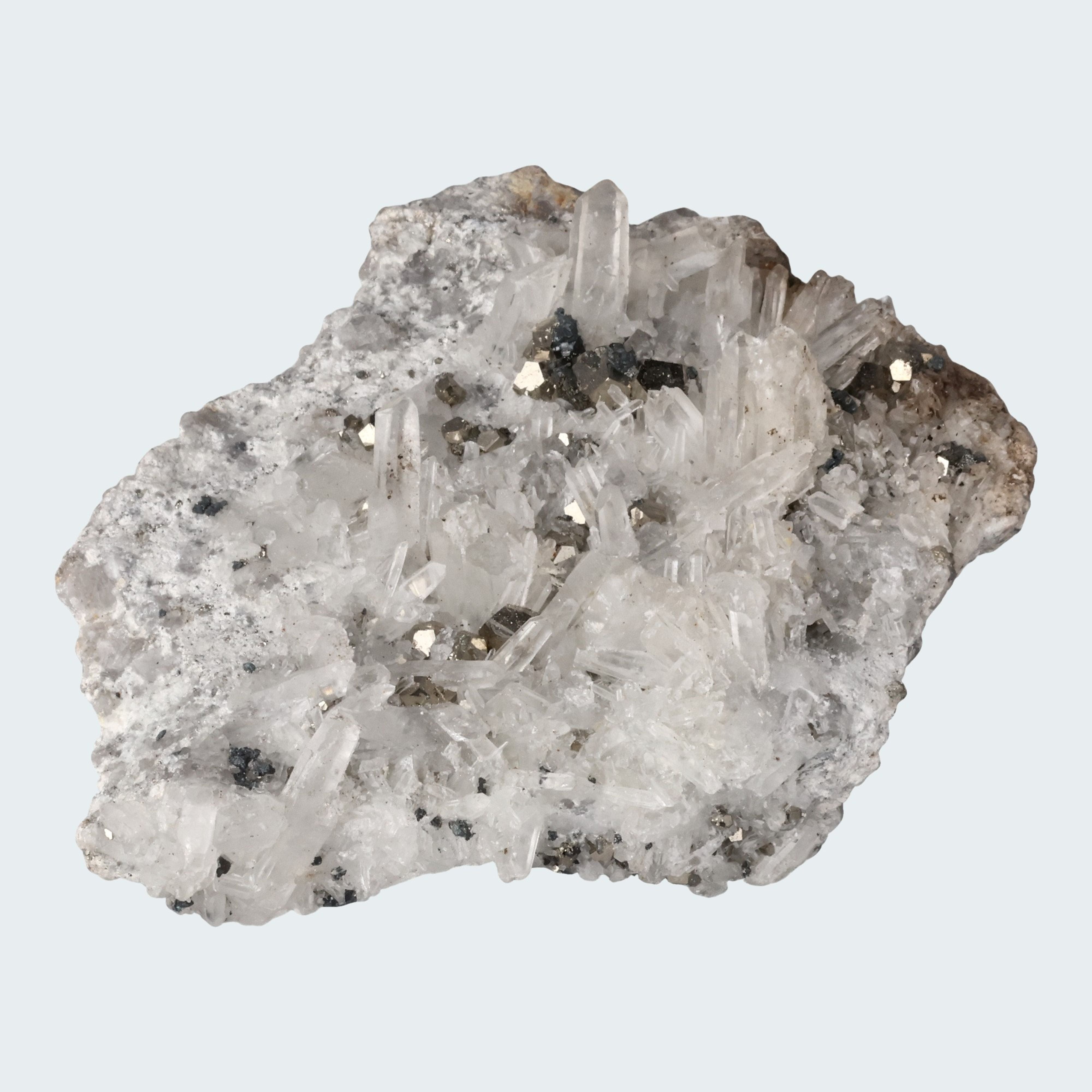 Pyrit an Bergkristall aus Indonesien (540g) – Ansicht 3