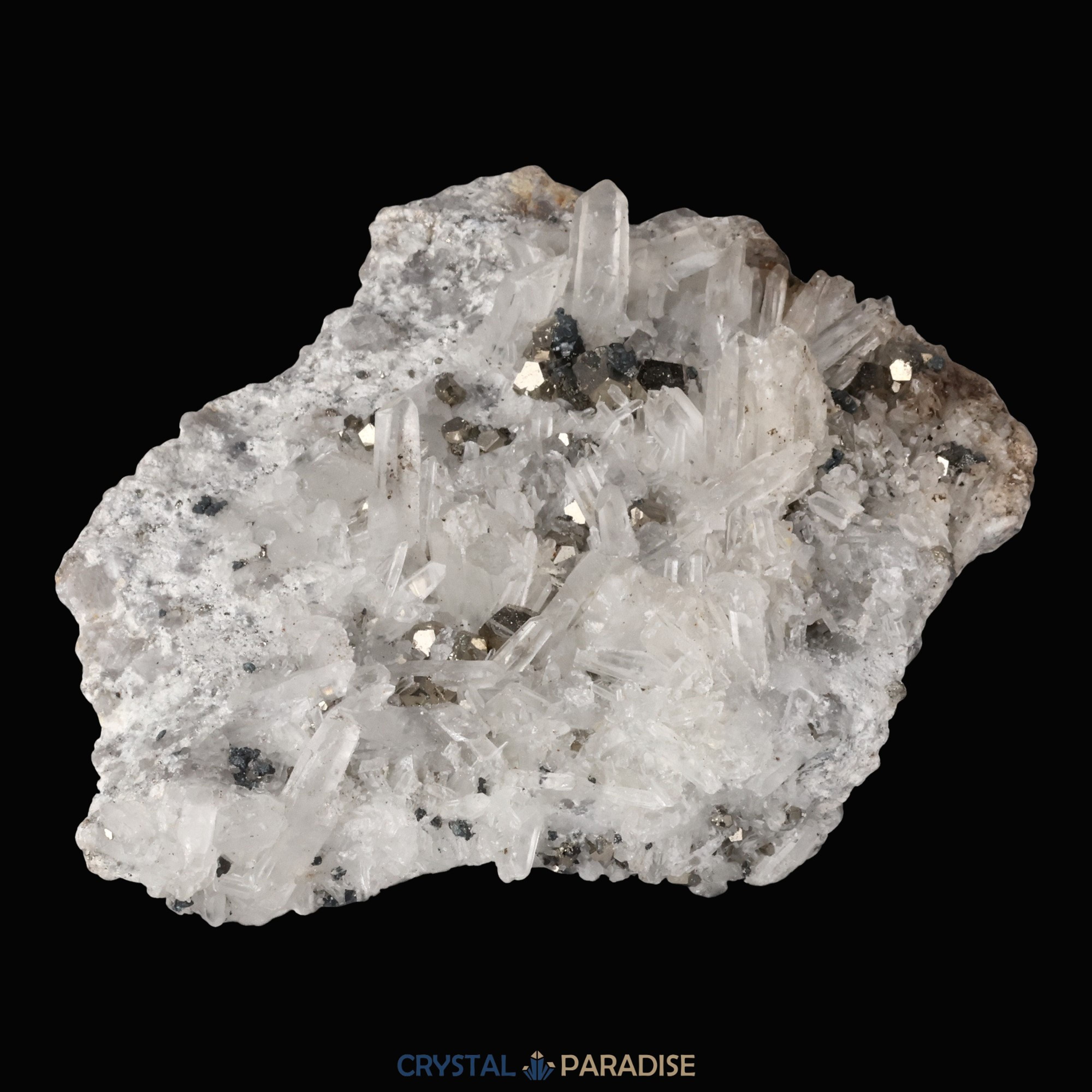 Pyrit an Bergkristall aus Indonesien (540g) – Ansicht 7