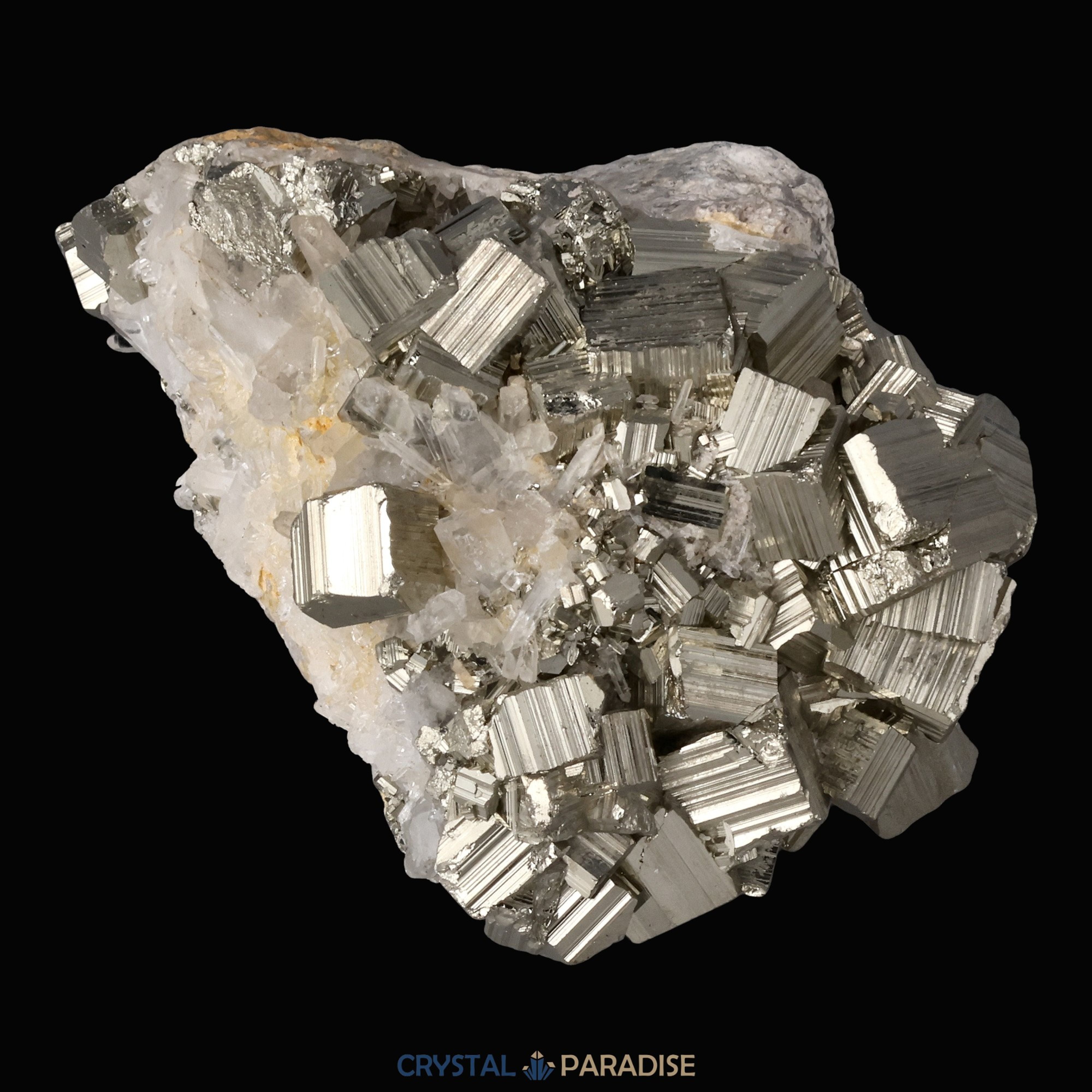 Pyrit an Bergkristall aus Indonesien (548g) – Ansicht 6