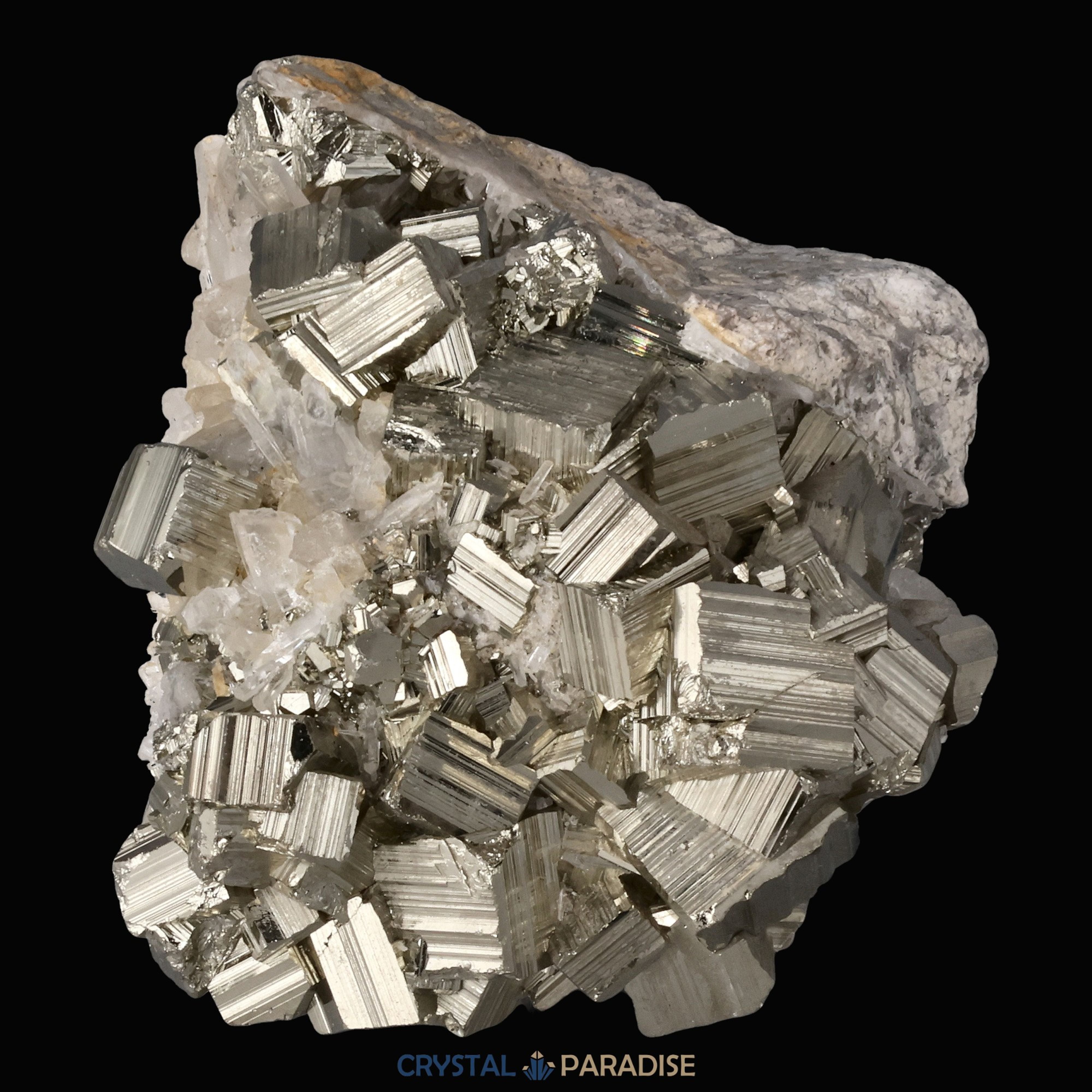 Pyrit an Bergkristall aus Indonesien (548g) – Ansicht 7