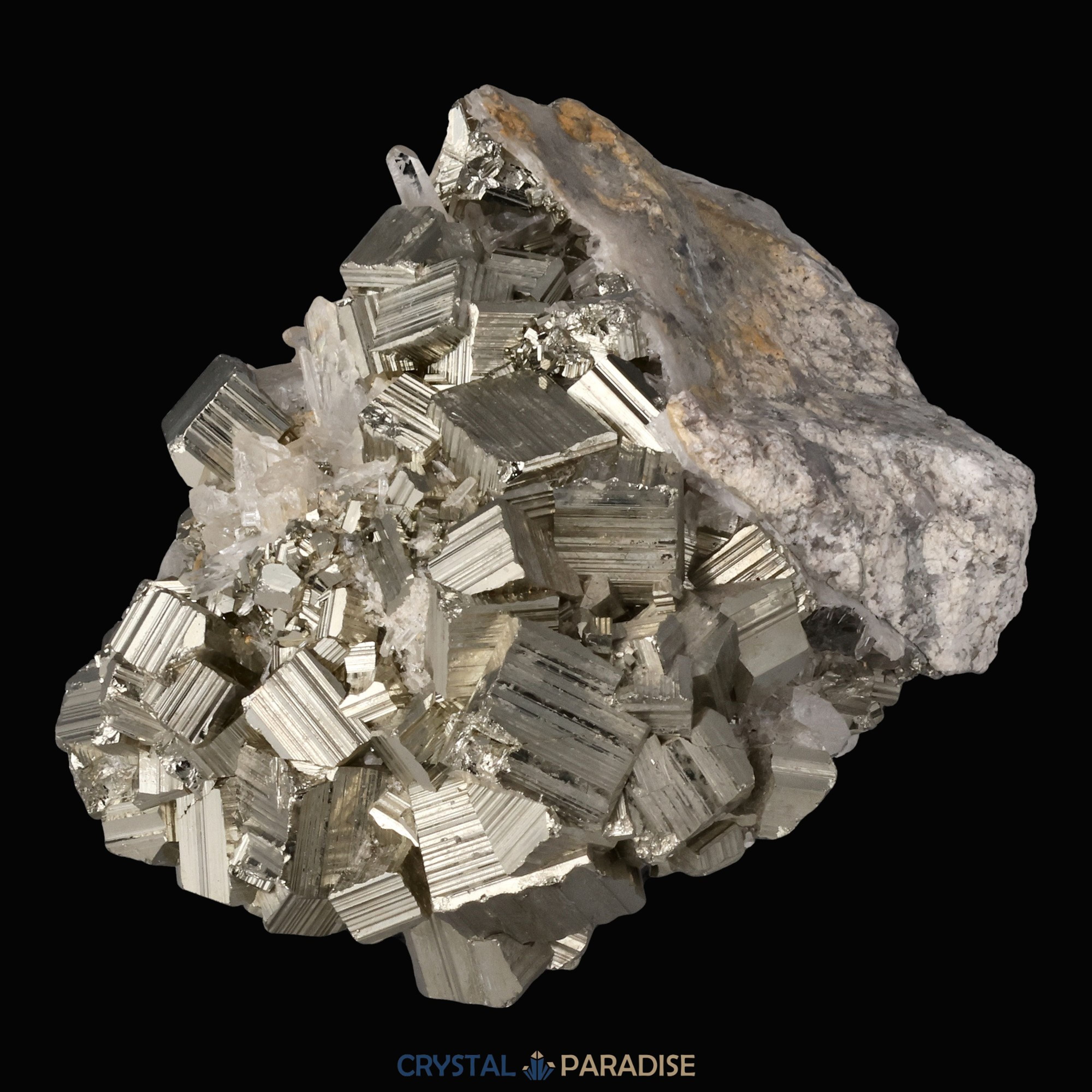 Pyrit an Bergkristall aus Indonesien (548g) – Ansicht 8