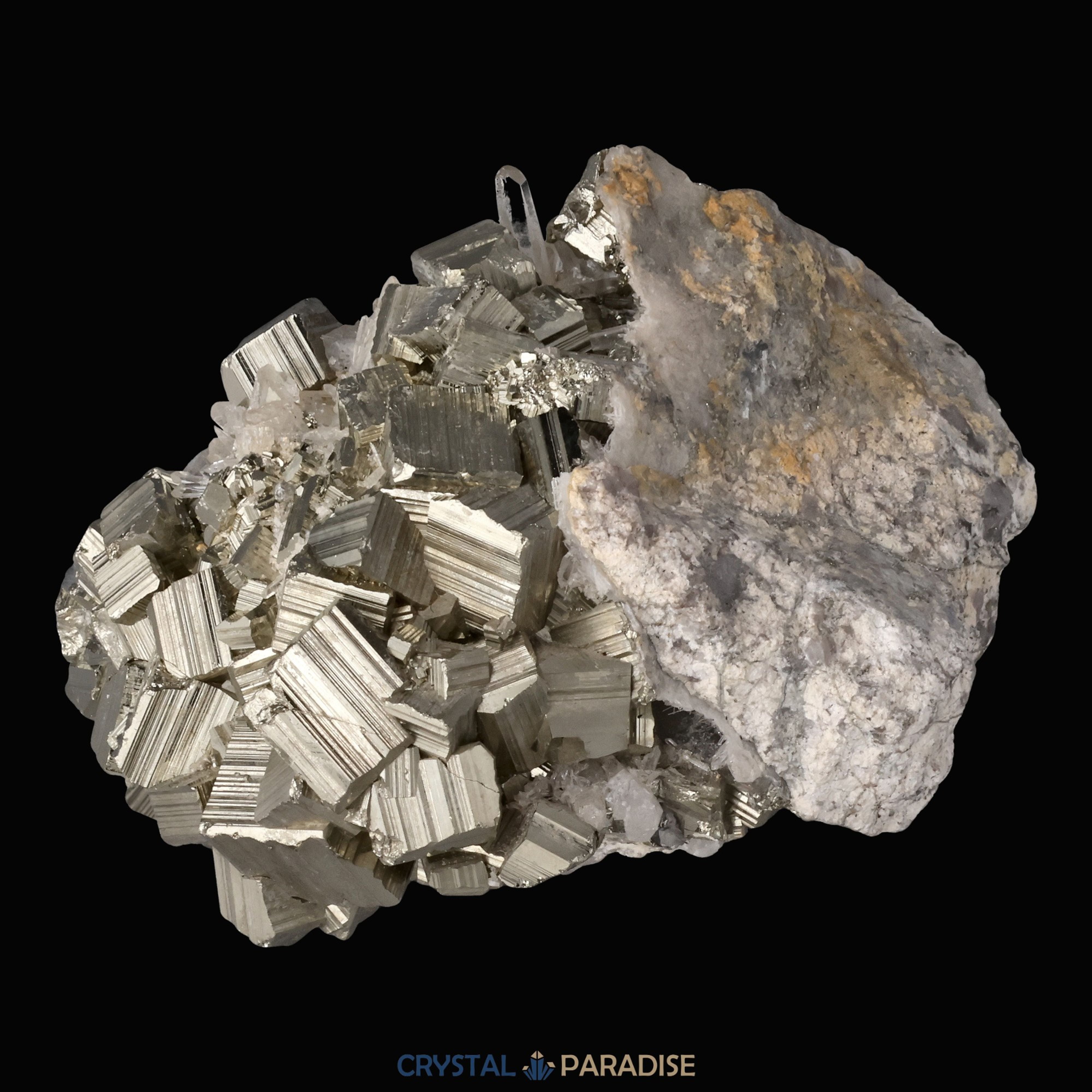 Pyrit an Bergkristall aus Indonesien (548g) – Ansicht 9