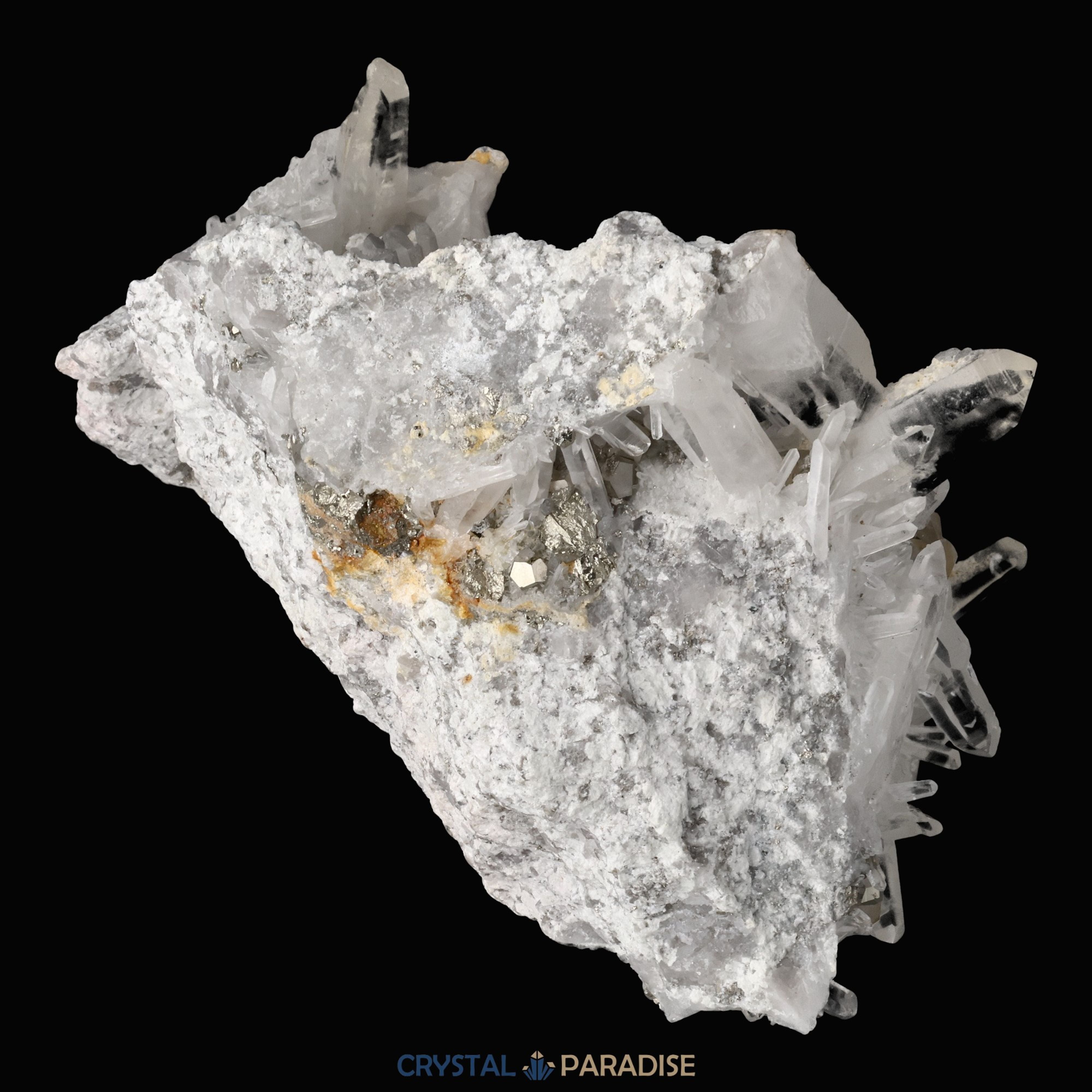 Pyrit an Bergkristall aus Indonesien (582g) – Ansicht 11