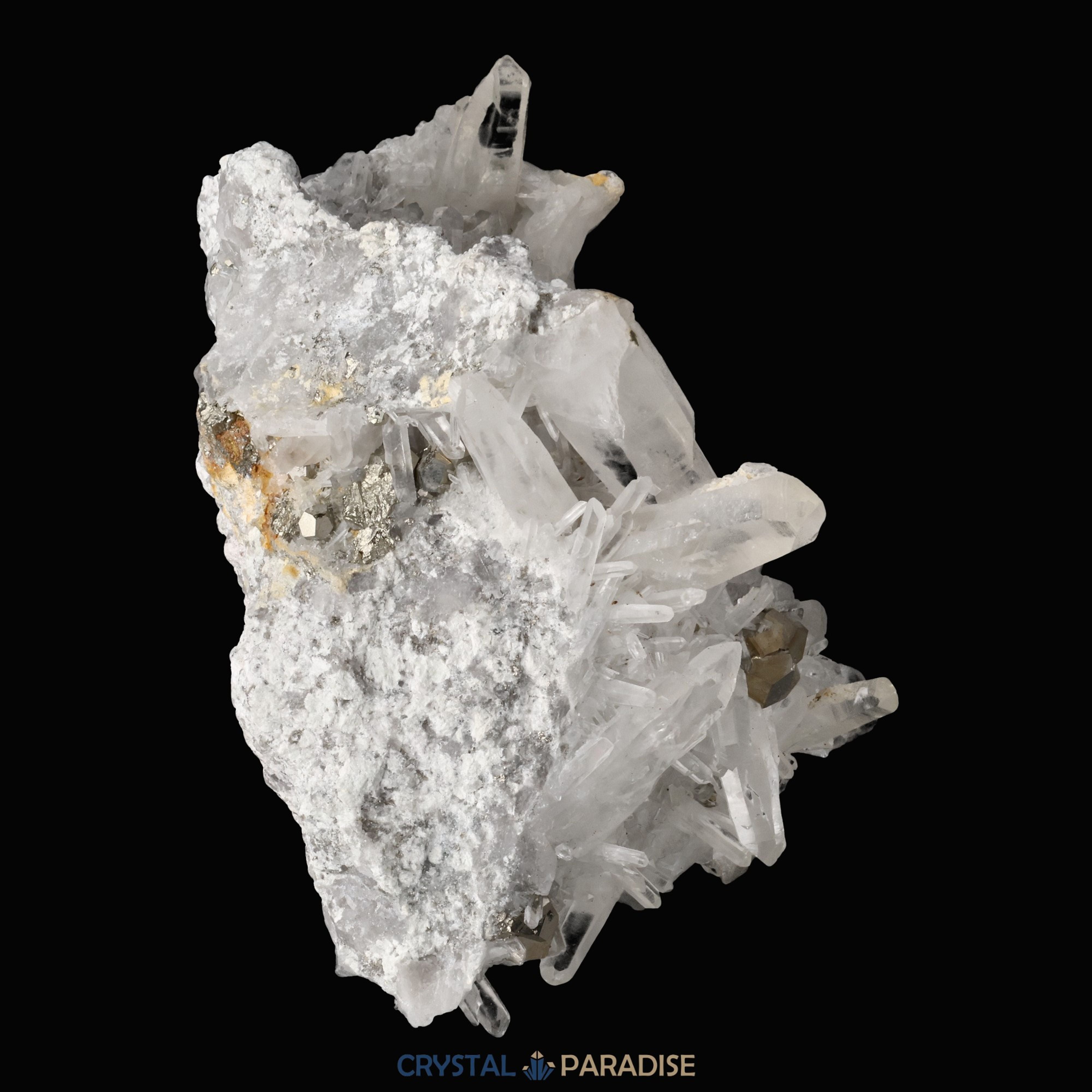 Pyrit an Bergkristall aus Indonesien (582g) – Ansicht 12