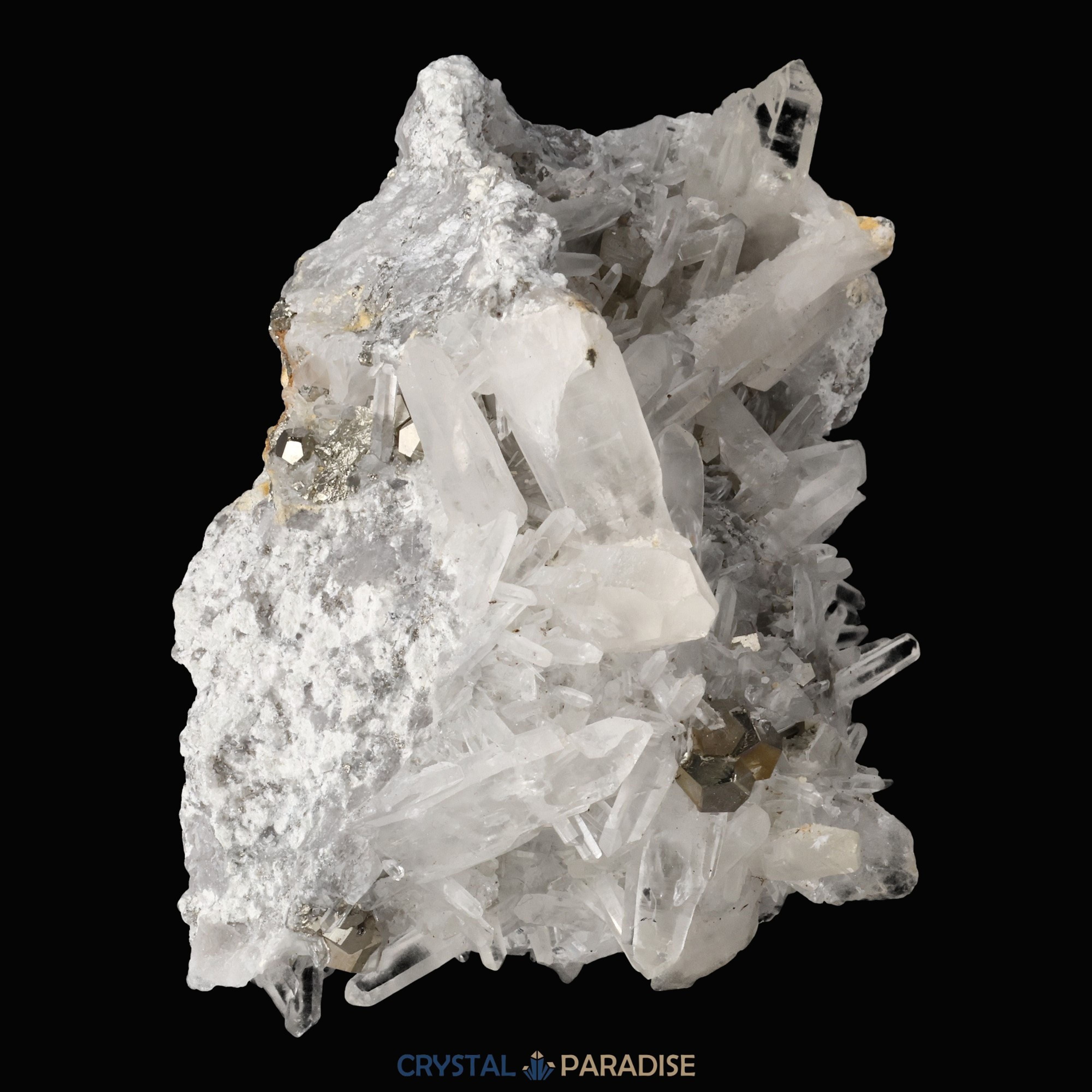 Pyrit an Bergkristall aus Indonesien (582g) – Ansicht 13