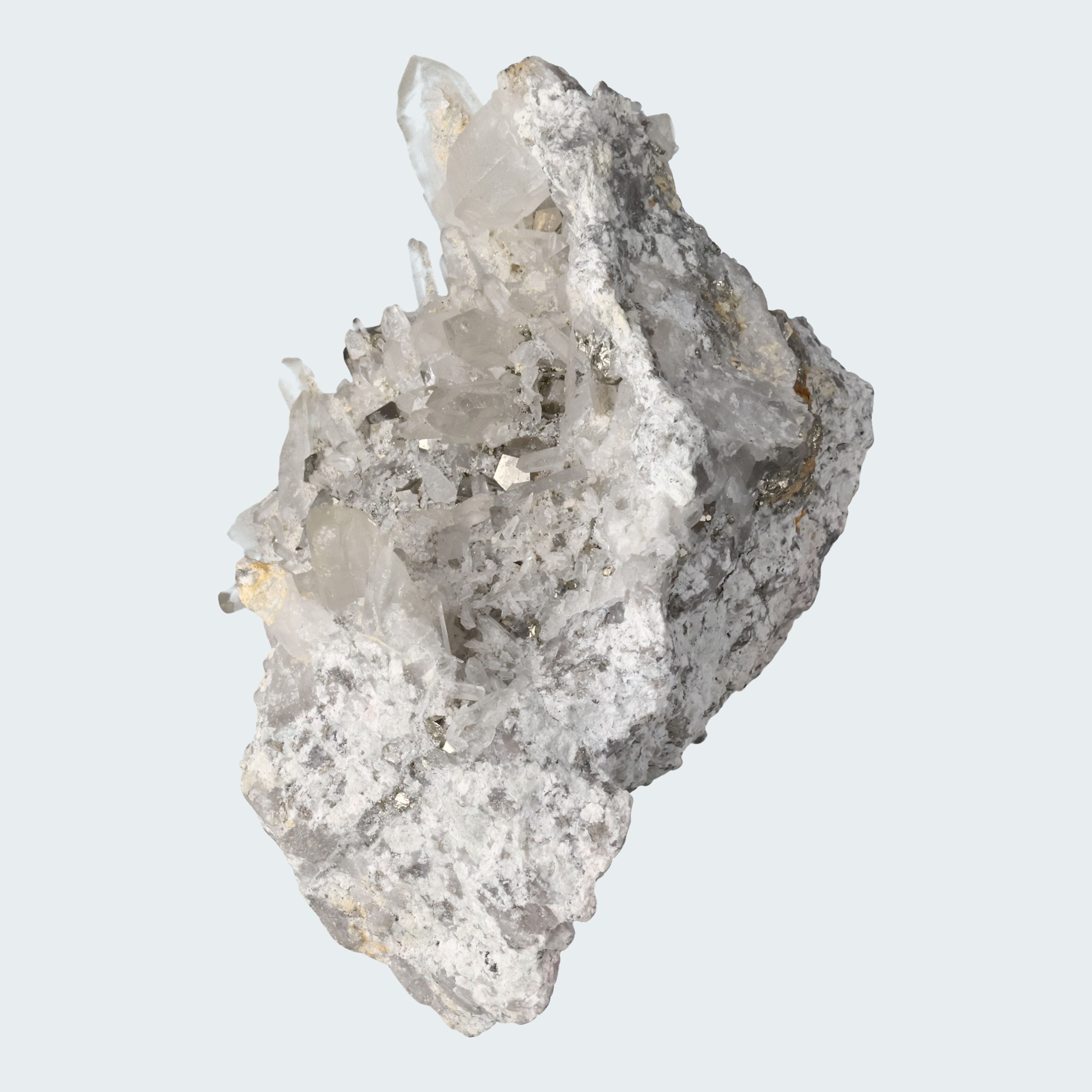 Pyrit an Bergkristall aus Indonesien (582g) – Ansicht 3