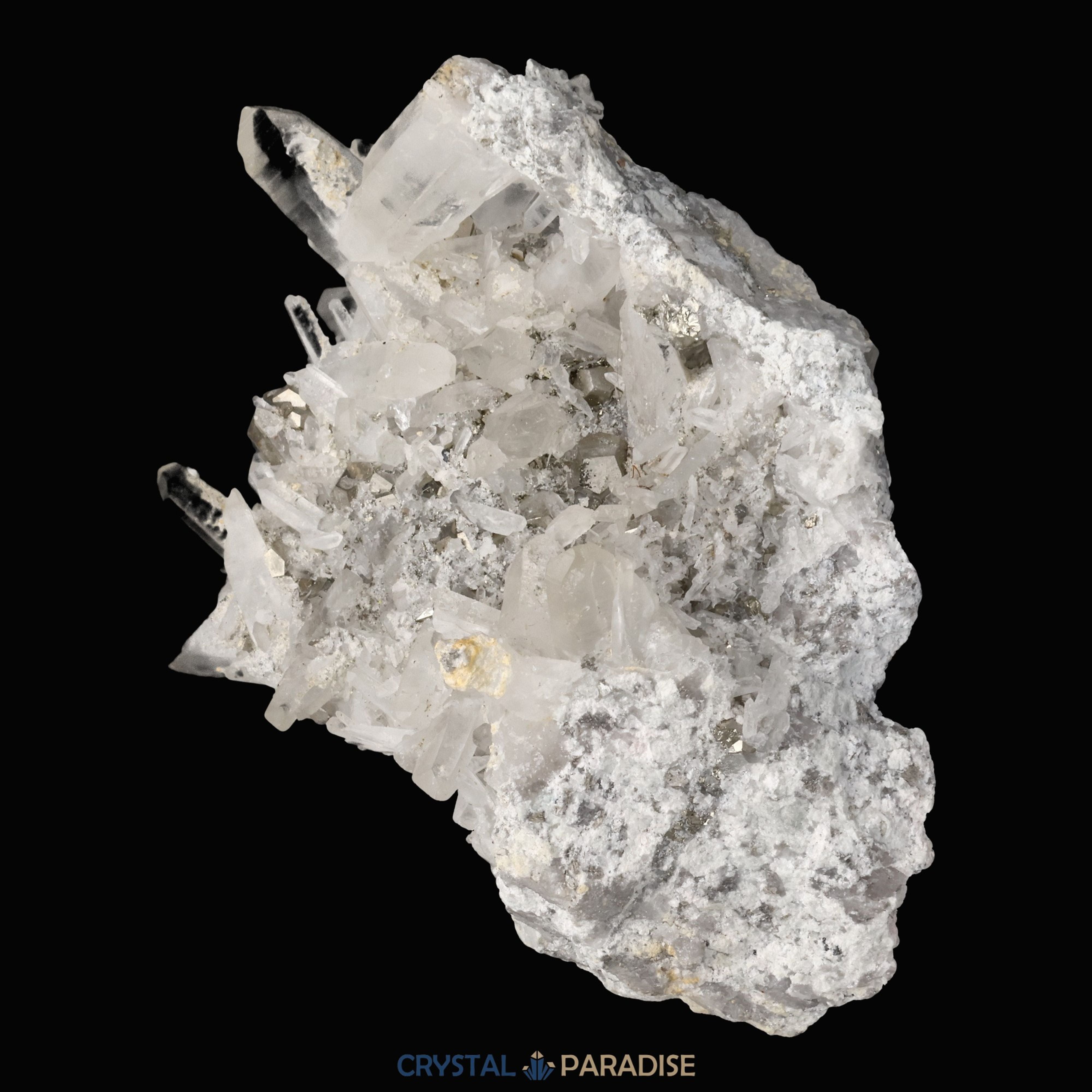 Pyrit an Bergkristall aus Indonesien (582g) – Ansicht 6