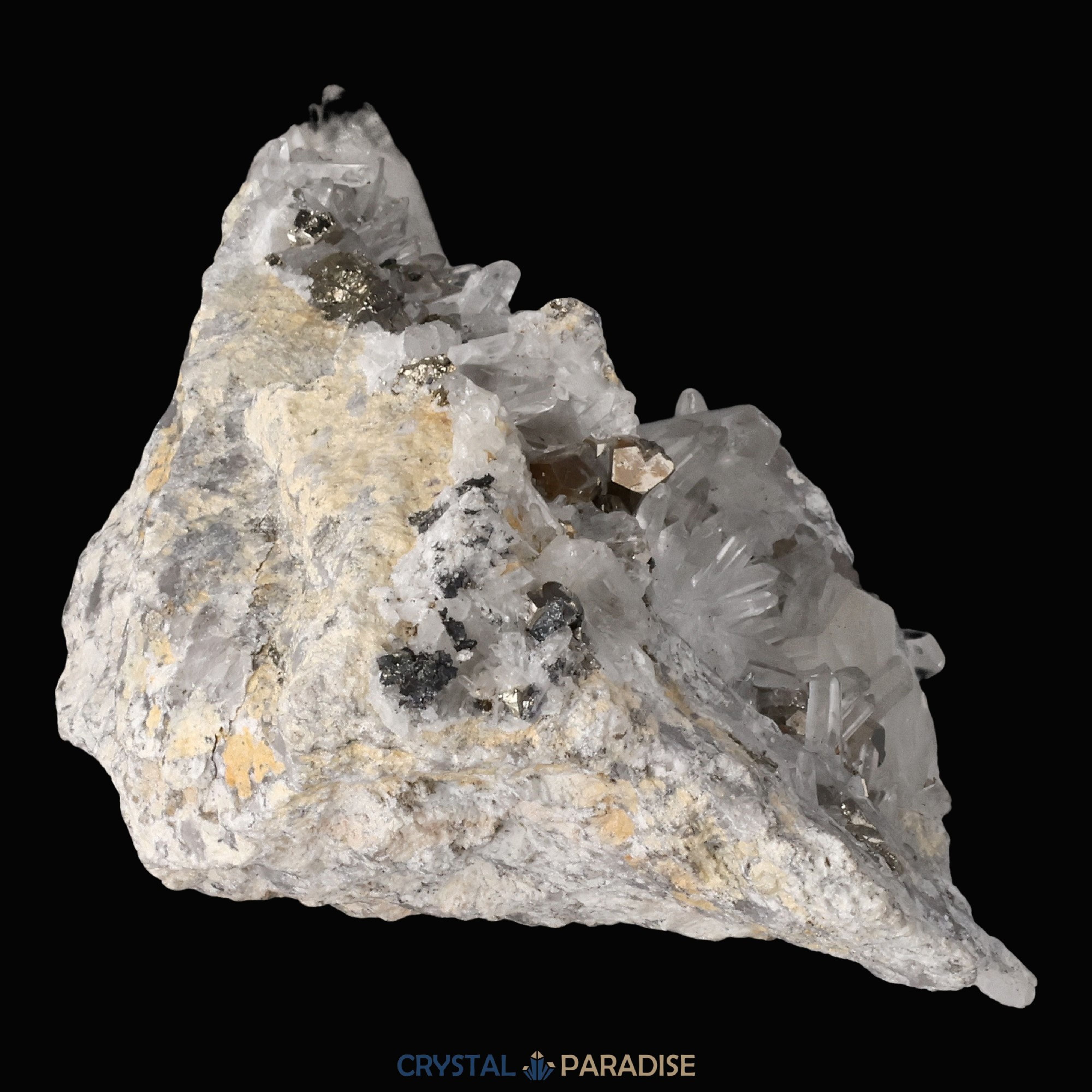 Pyrit an Bergkristall aus Indonesien (587g) – Ansicht 12