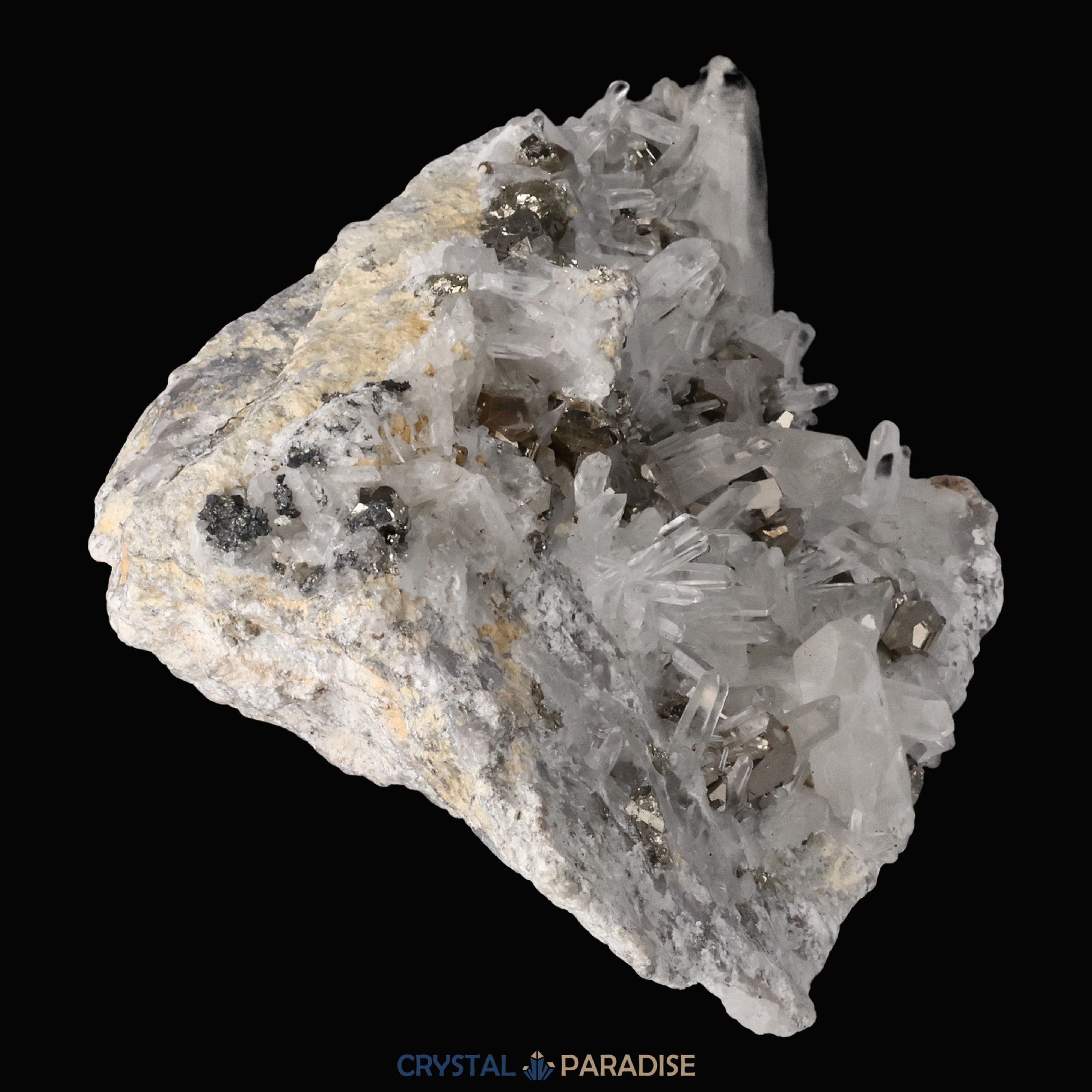 Pyrit an Bergkristall aus Indonesien (587g) – Ansicht 13