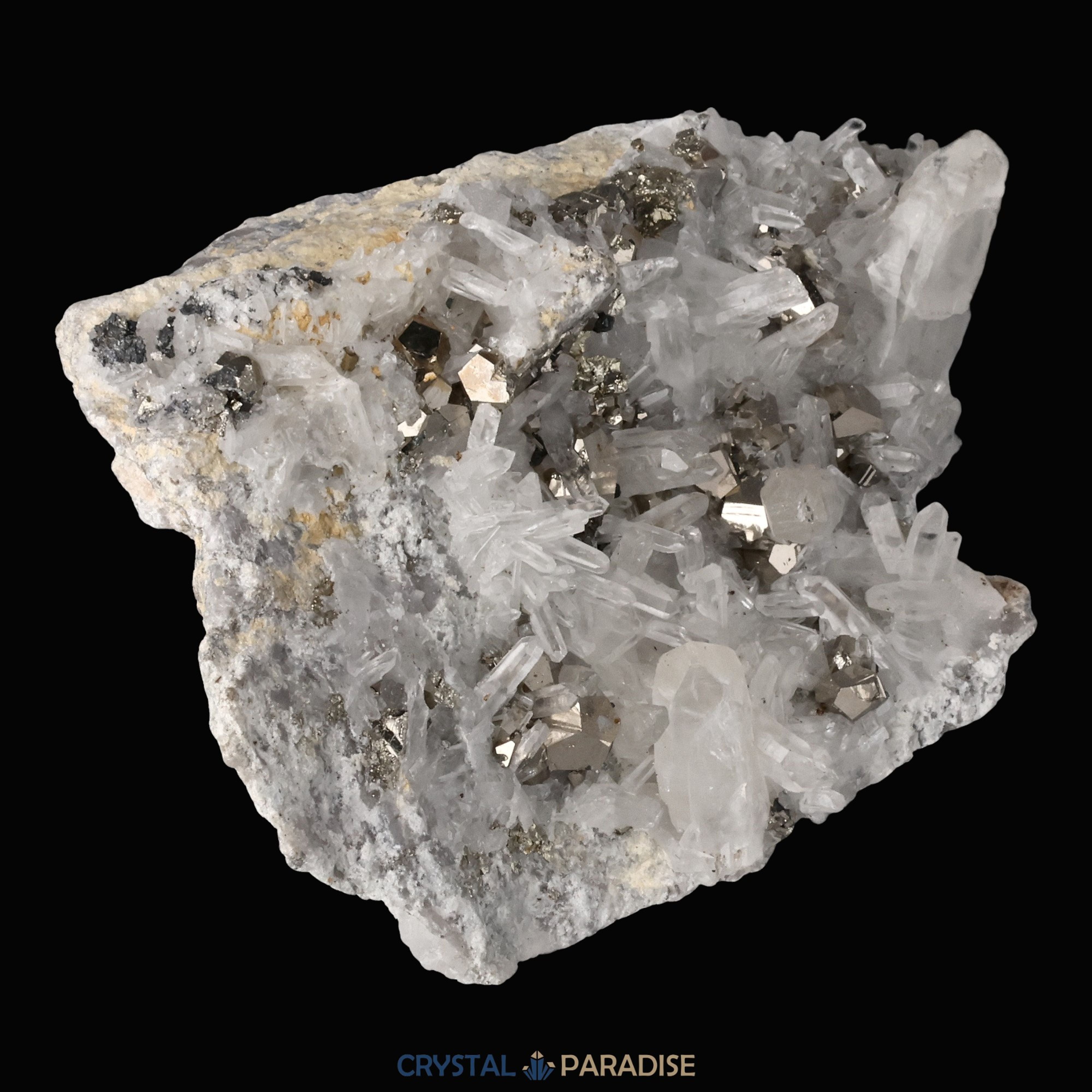 Pyrit an Bergkristall aus Indonesien (587g) – Ansicht 14