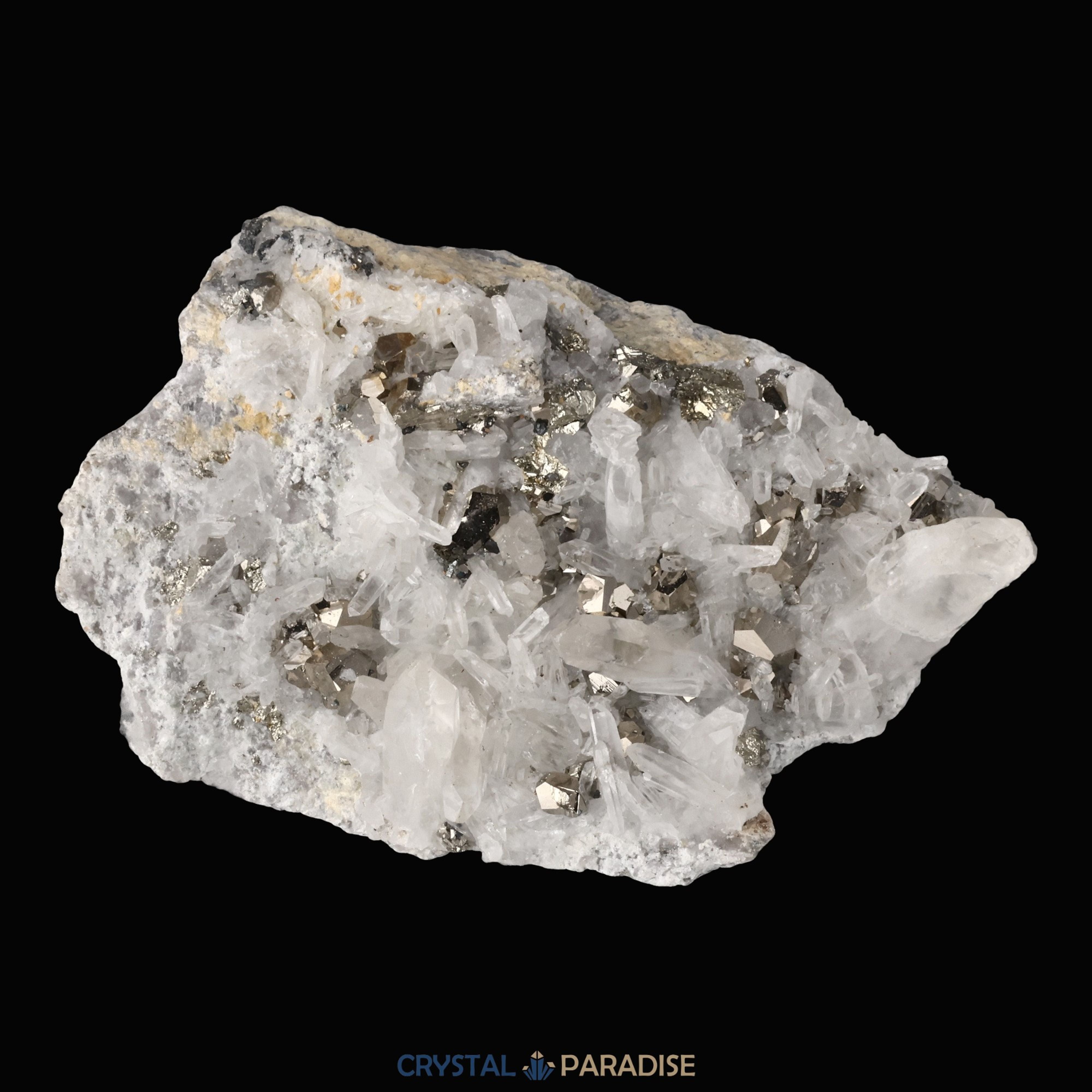 Pyrit an Bergkristall aus Indonesien (587g) – Ansicht 4