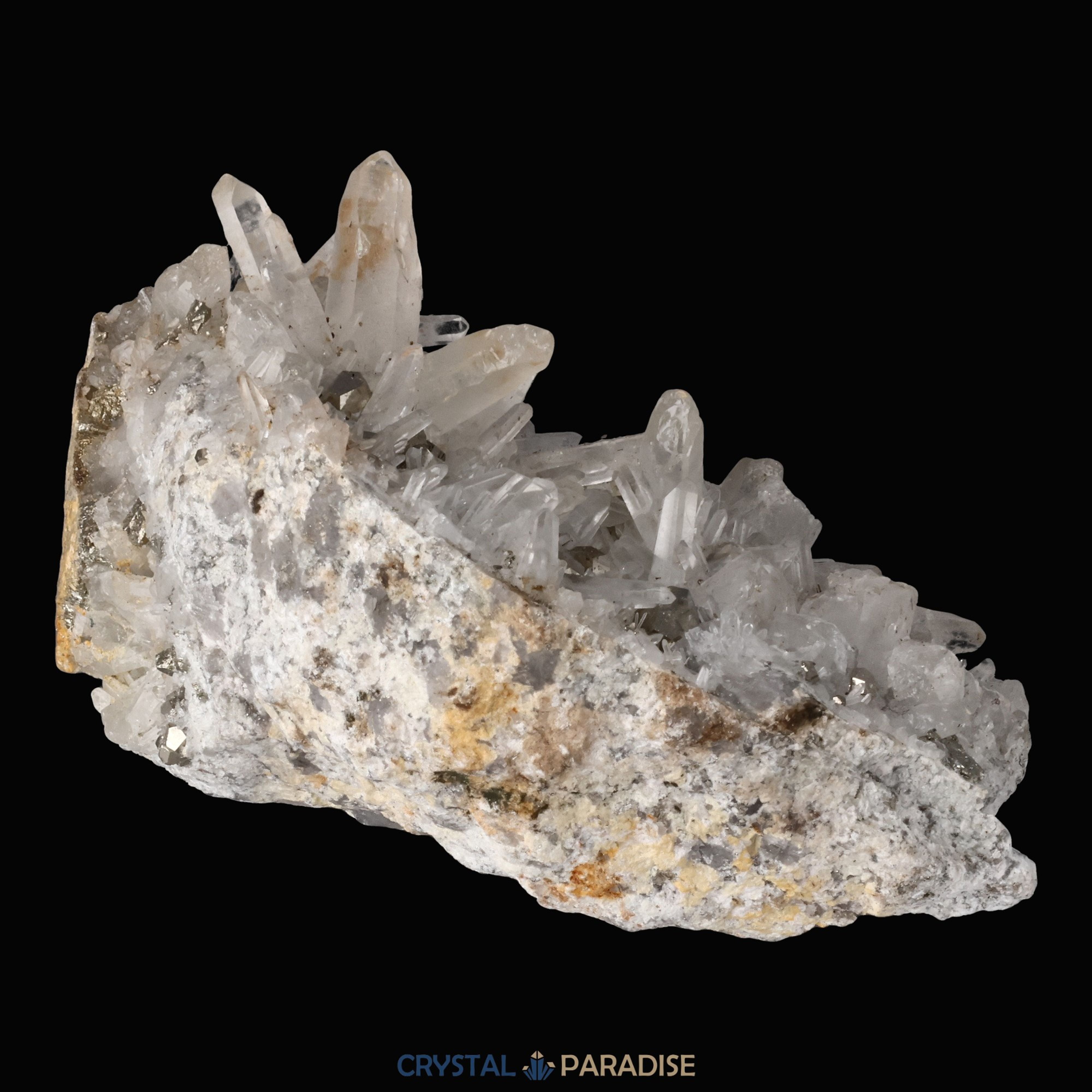 Pyrit an Bergkristall aus Indonesien (612g) – Ansicht 11